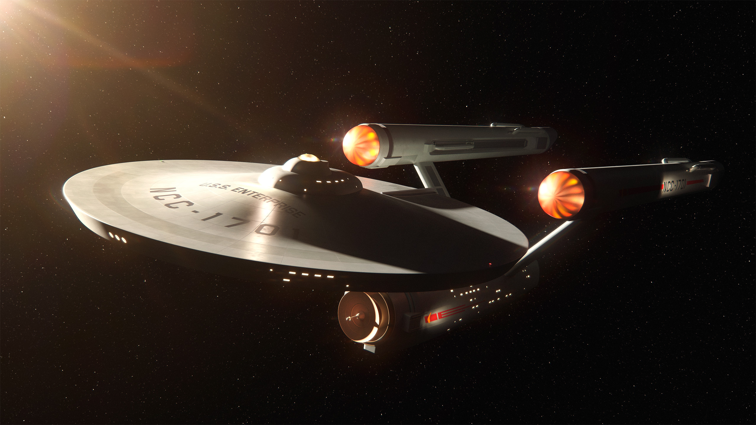 Star Trek Spaceship Vehicle Science Fiction CGi Render Digital Art USS Enterprise NCC 1701 2560x1440