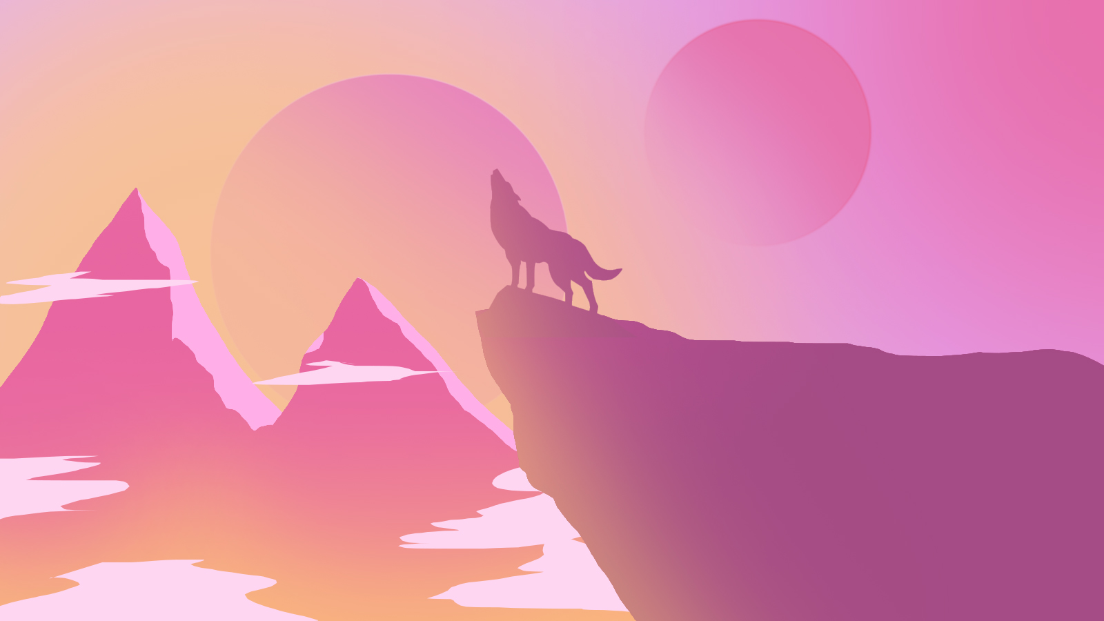 Minimalist Pink Wolf 1600x900