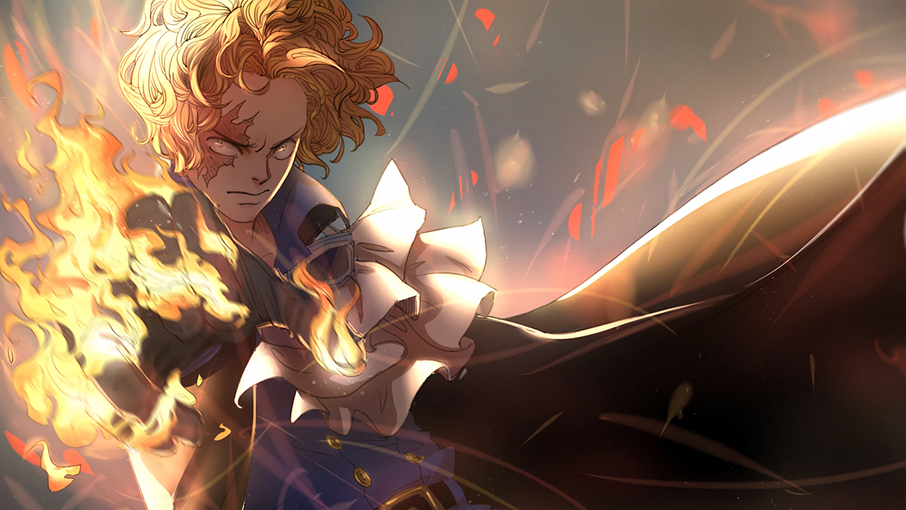 Angry Blonde Boy Fire One Piece Sabo One Piece Yellow Eyes 3840x2160