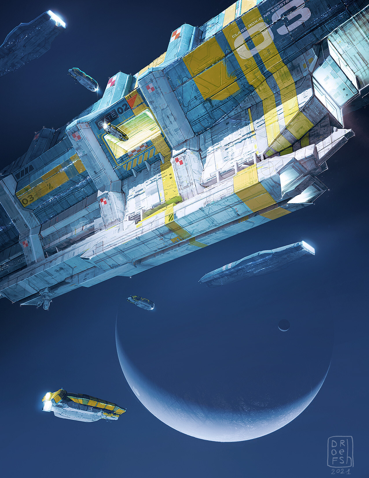 Artwork Science Fiction ArtStation Vehicle Planet Space Spaceship DOFRESH 1275x1650