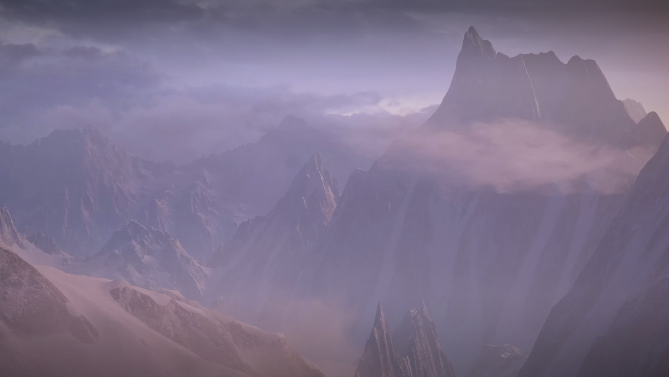 Dragon Age Inquisition Dragon Age Mountains Pink Purple 2545x1436