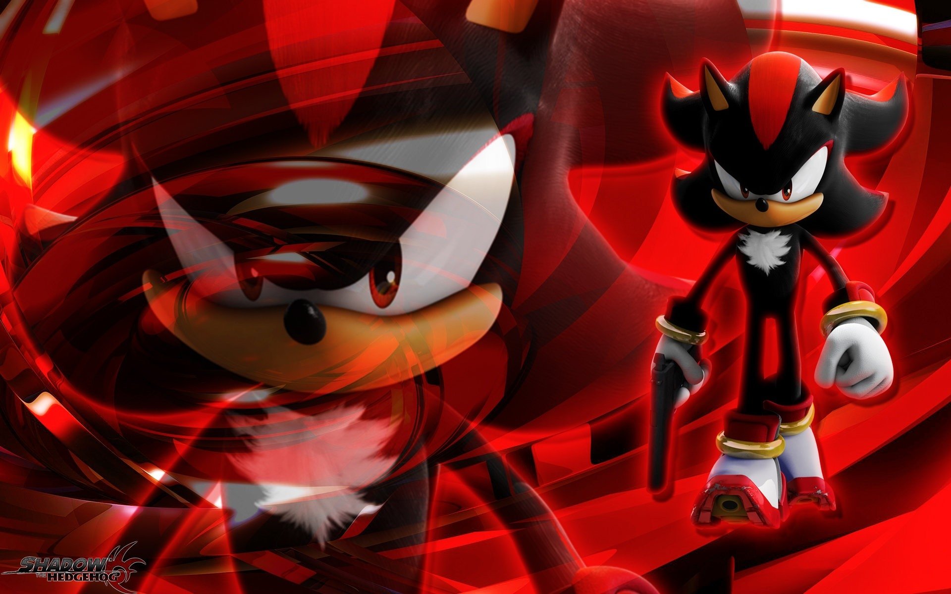 Shadow The Hedgehog Red Sonic The Hedgehog Video Games Video Game Art Red Background Gun Weapon Red  1920x1200