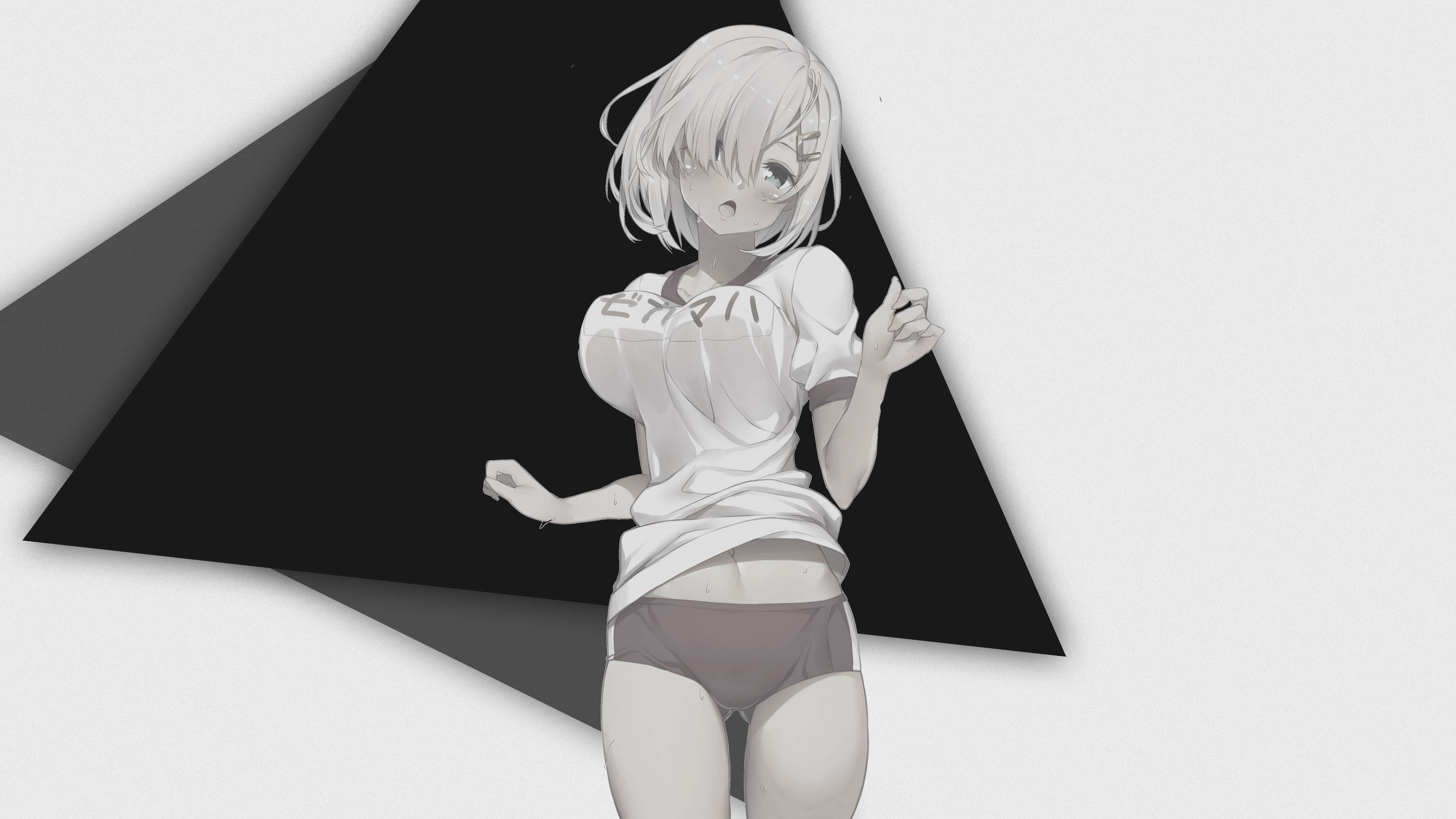 Anime Girls White Minimalism Monochrome Wallpaper - Resolution:3840x2160 -  ID:1173702 