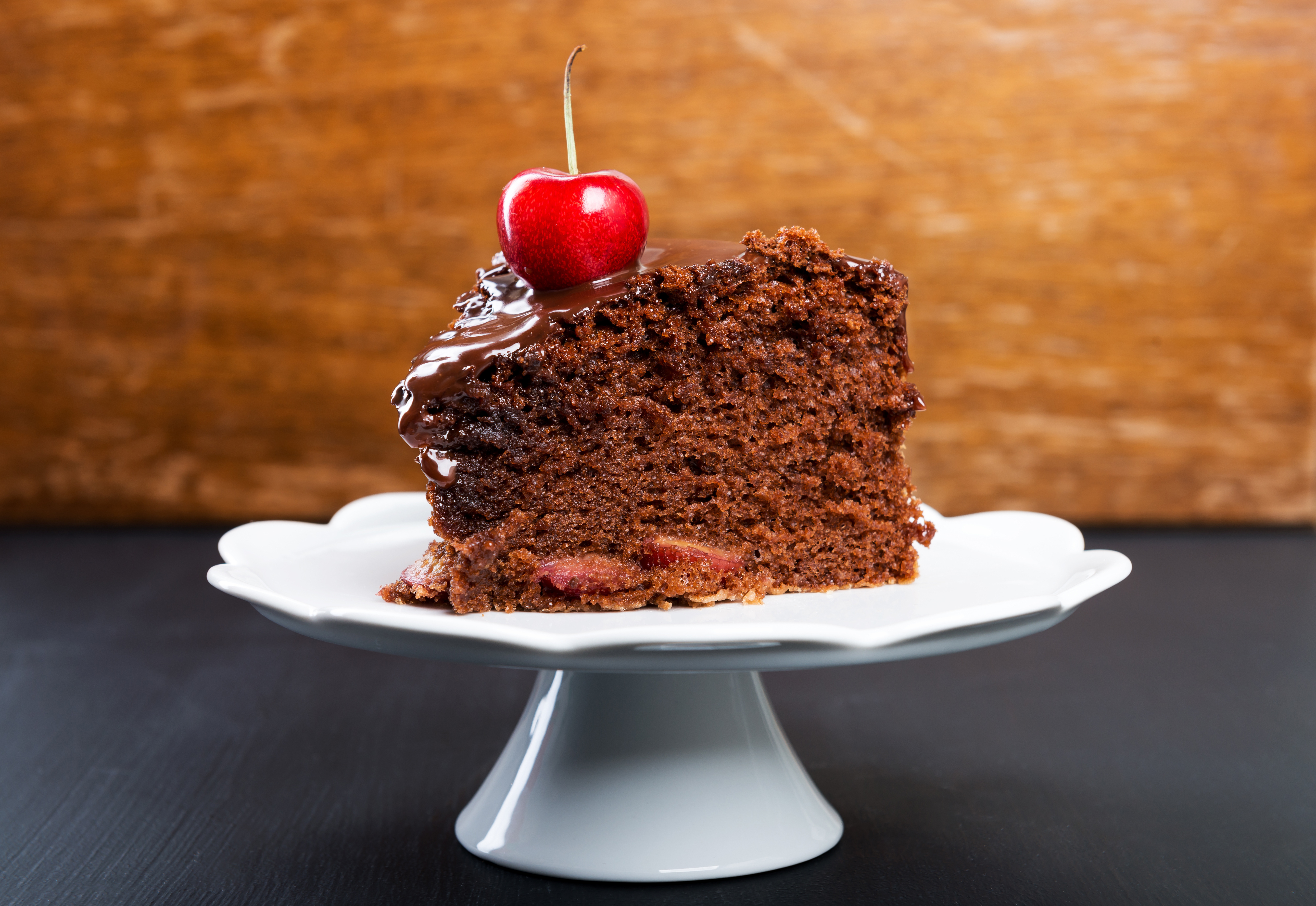Cake Cherry Chocolate Dessert Pastry 8000x5505