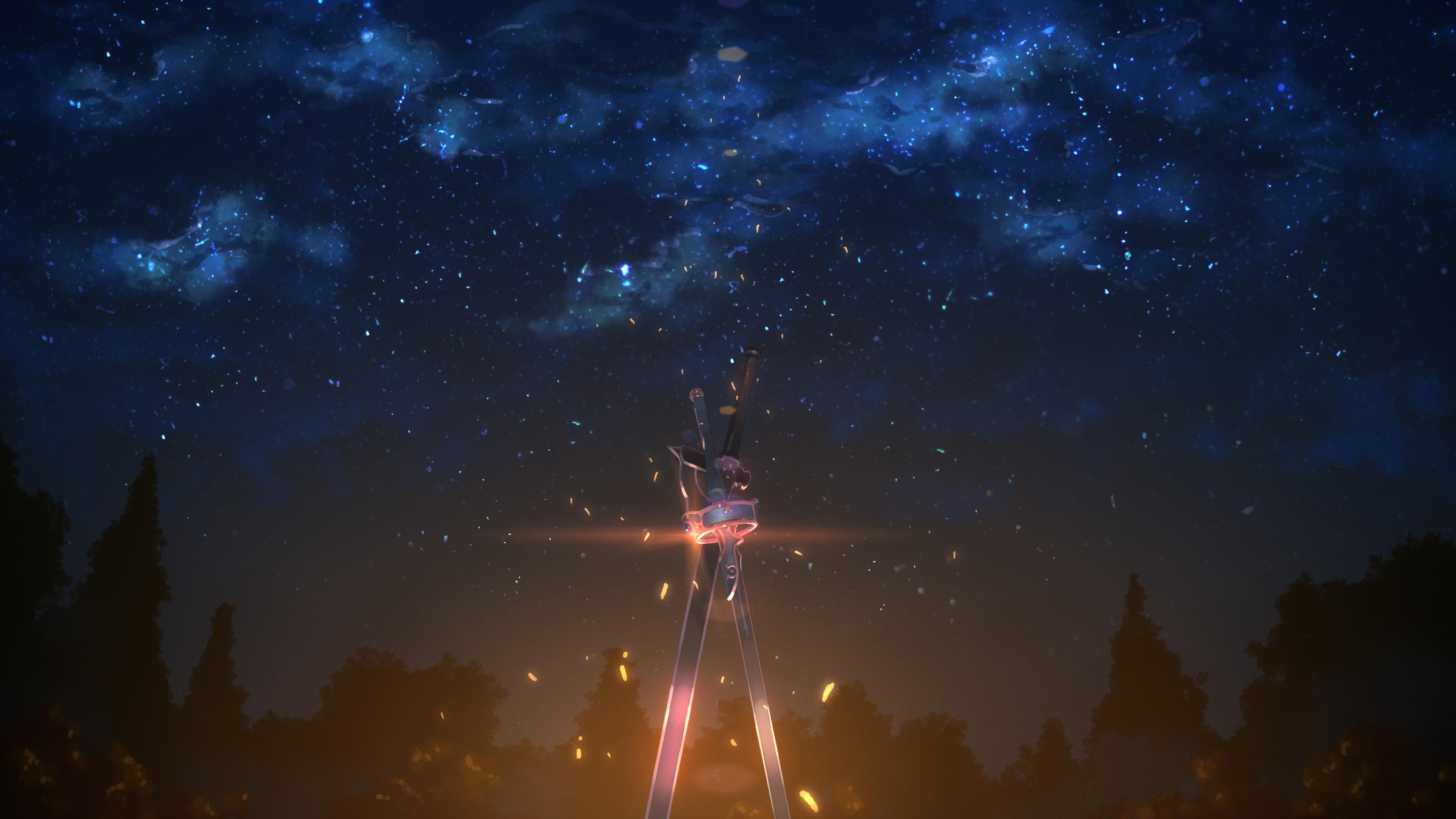 Night Sky Dark Sword Art Online Anime Sword 3840x2160