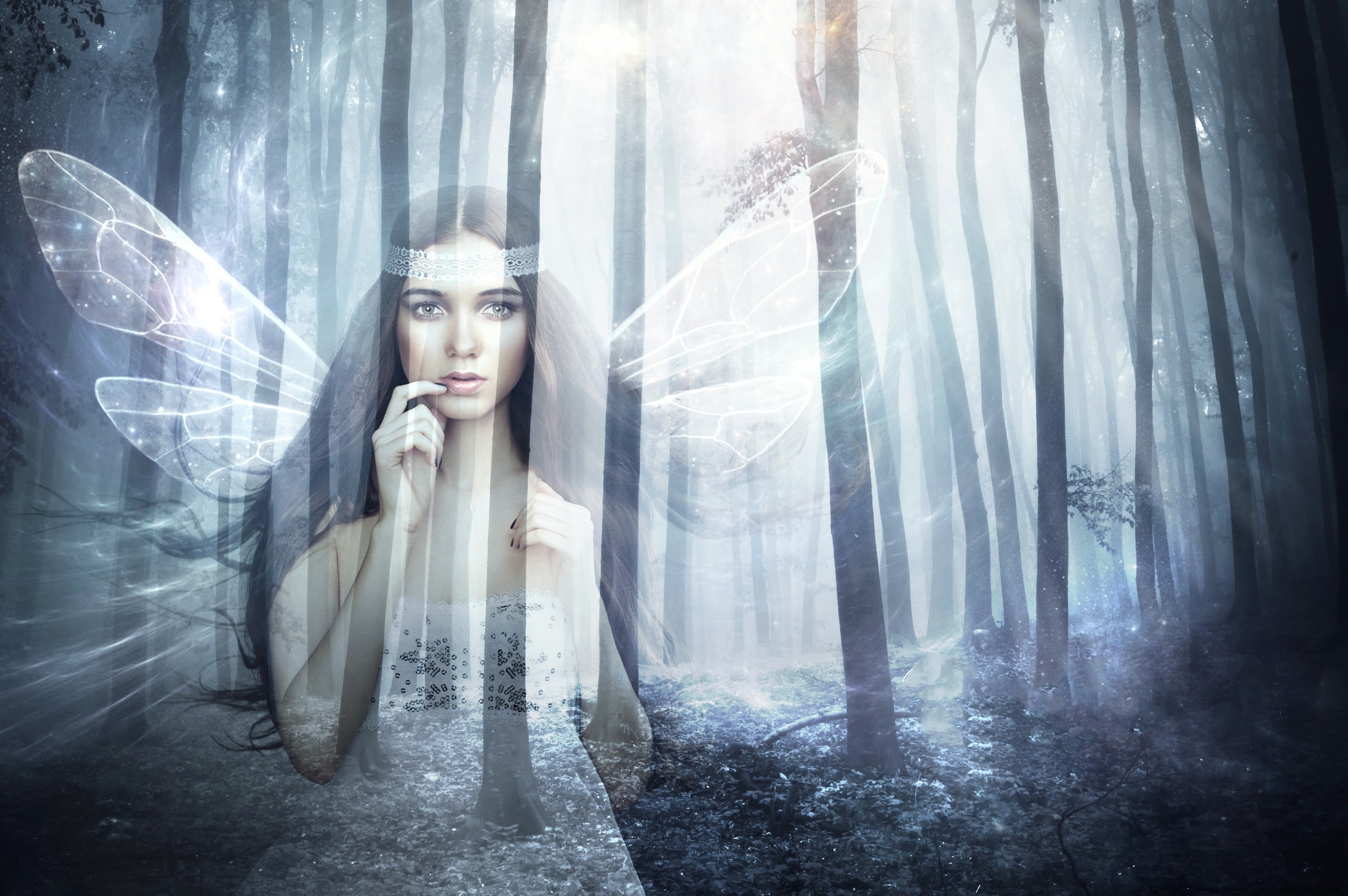 Artistic Fairy Forest Girl Wings Woman 3008x2000