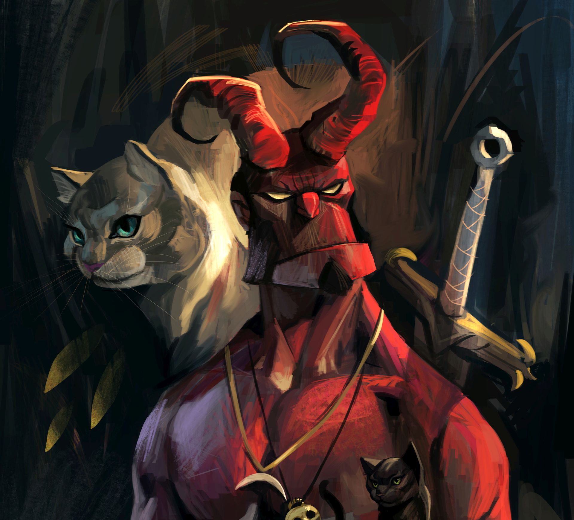 Artistic Cat Hellboy 1920x1738
