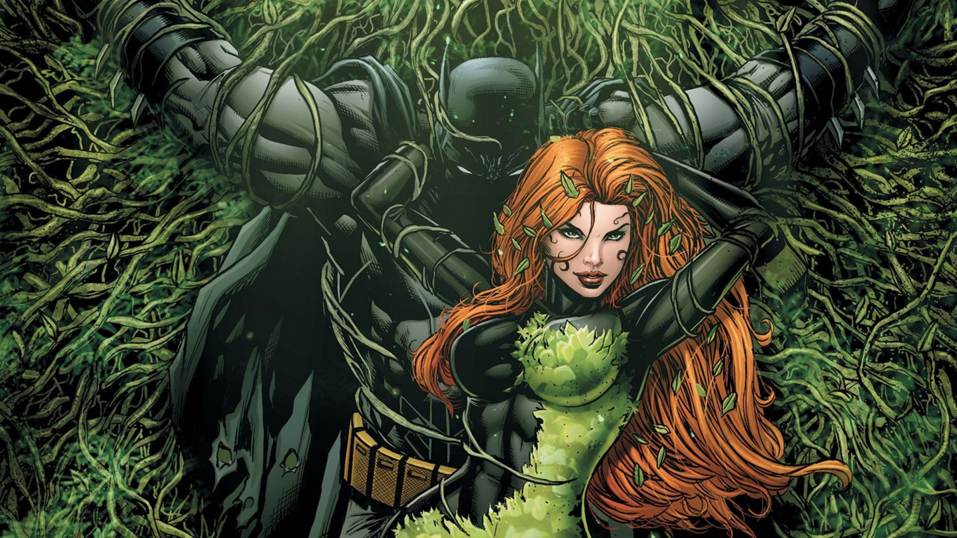 Batman Poison Ivy DC Comics Superhero Costumes Mask Comics Comic Art Fantasy Art Artwork 1920x1080