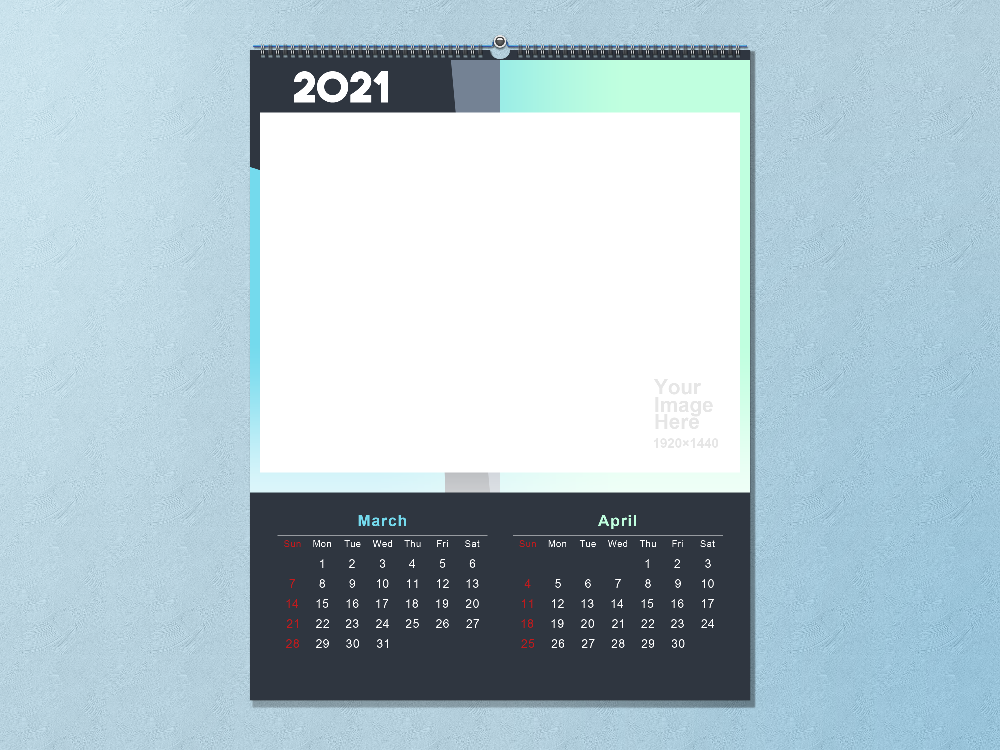 2021 Calendar Template March April 4000x3000