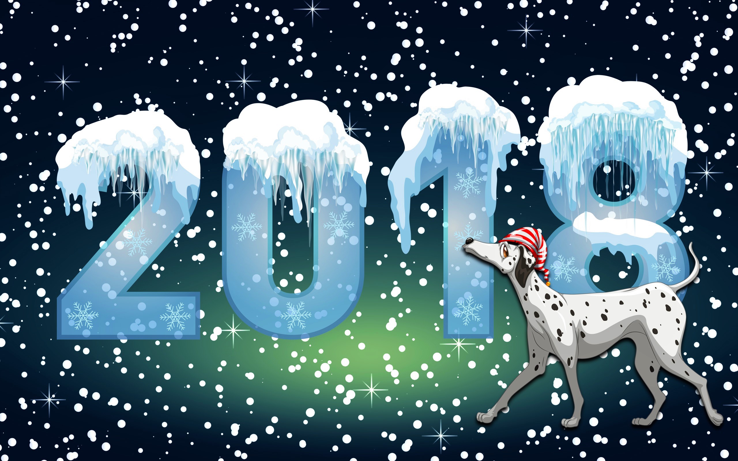 Dalmatian Holiday Ice New Year New Year 2018 Snow Snowfall 2560x1600