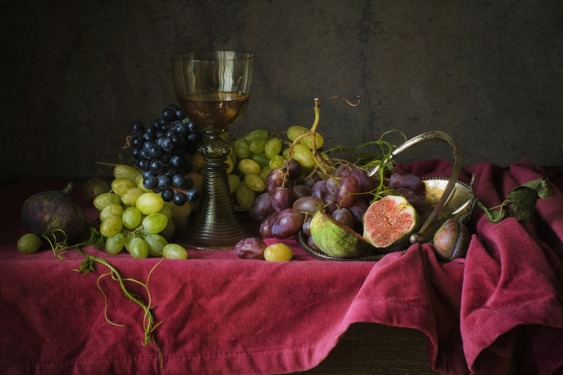 Fig Fruit Grapes Still Life 1920x1280