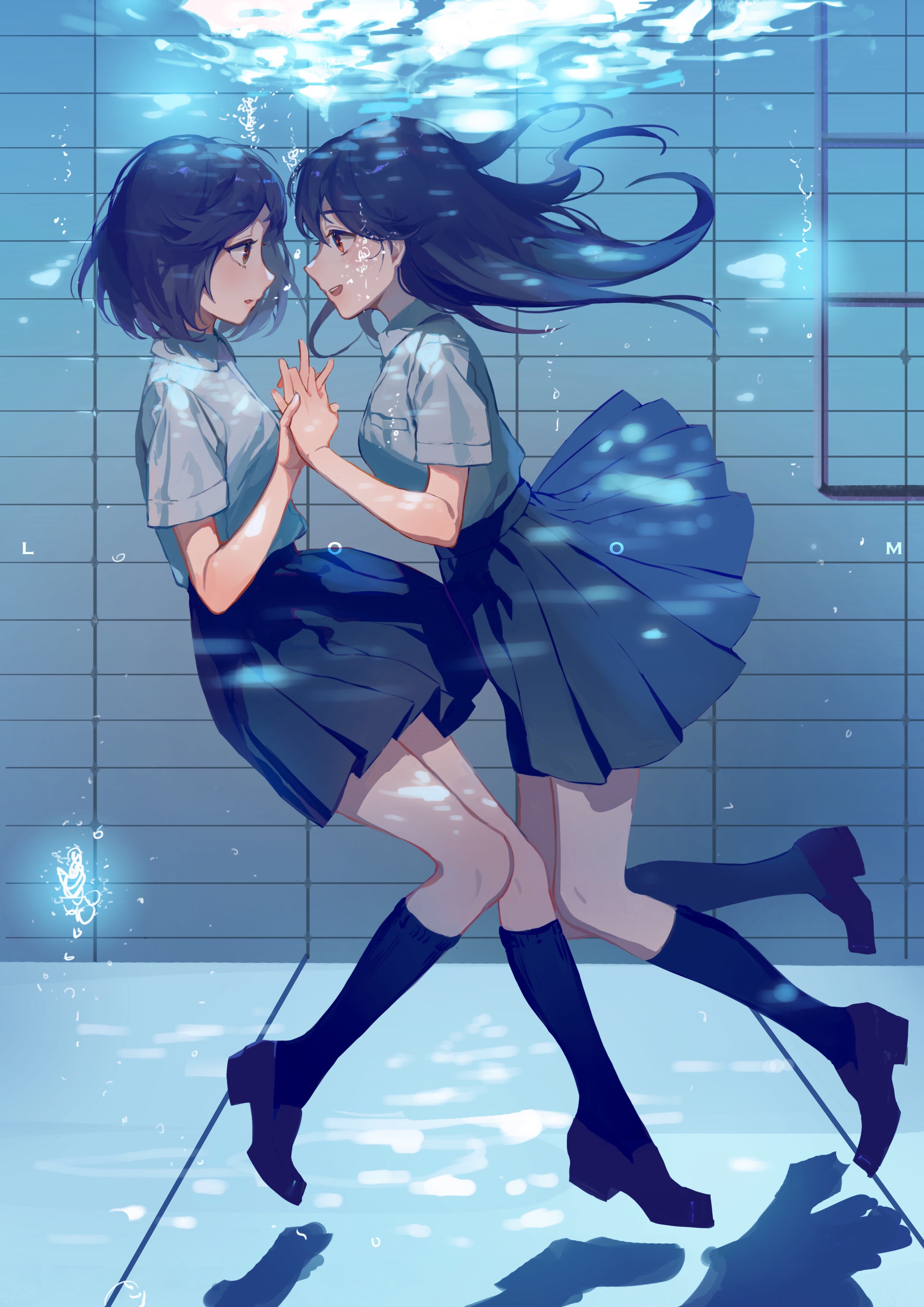 Zhibuji Loom Portrait Display Underwater Anime Anime Girls School Uniform 2480x3508