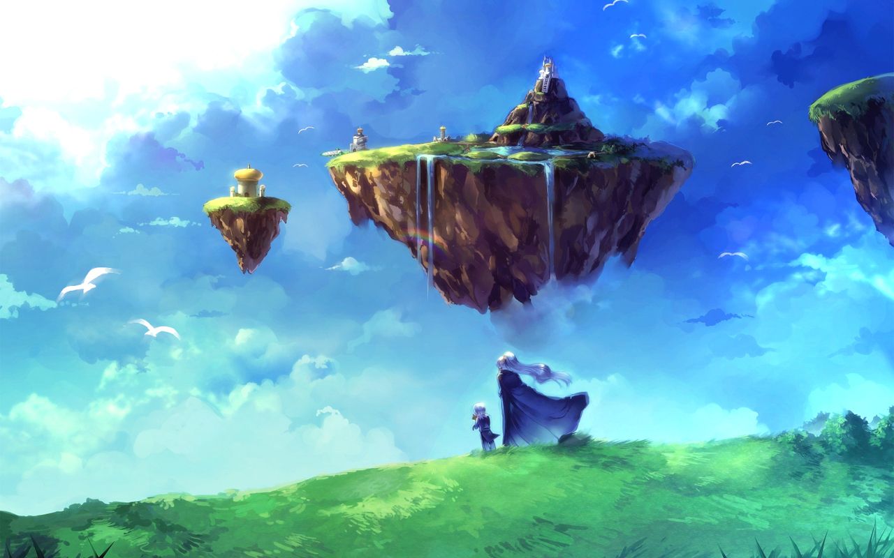 Anime Girls Floating Island Landscape Fantasy Art Chrono Trigger 1280x800