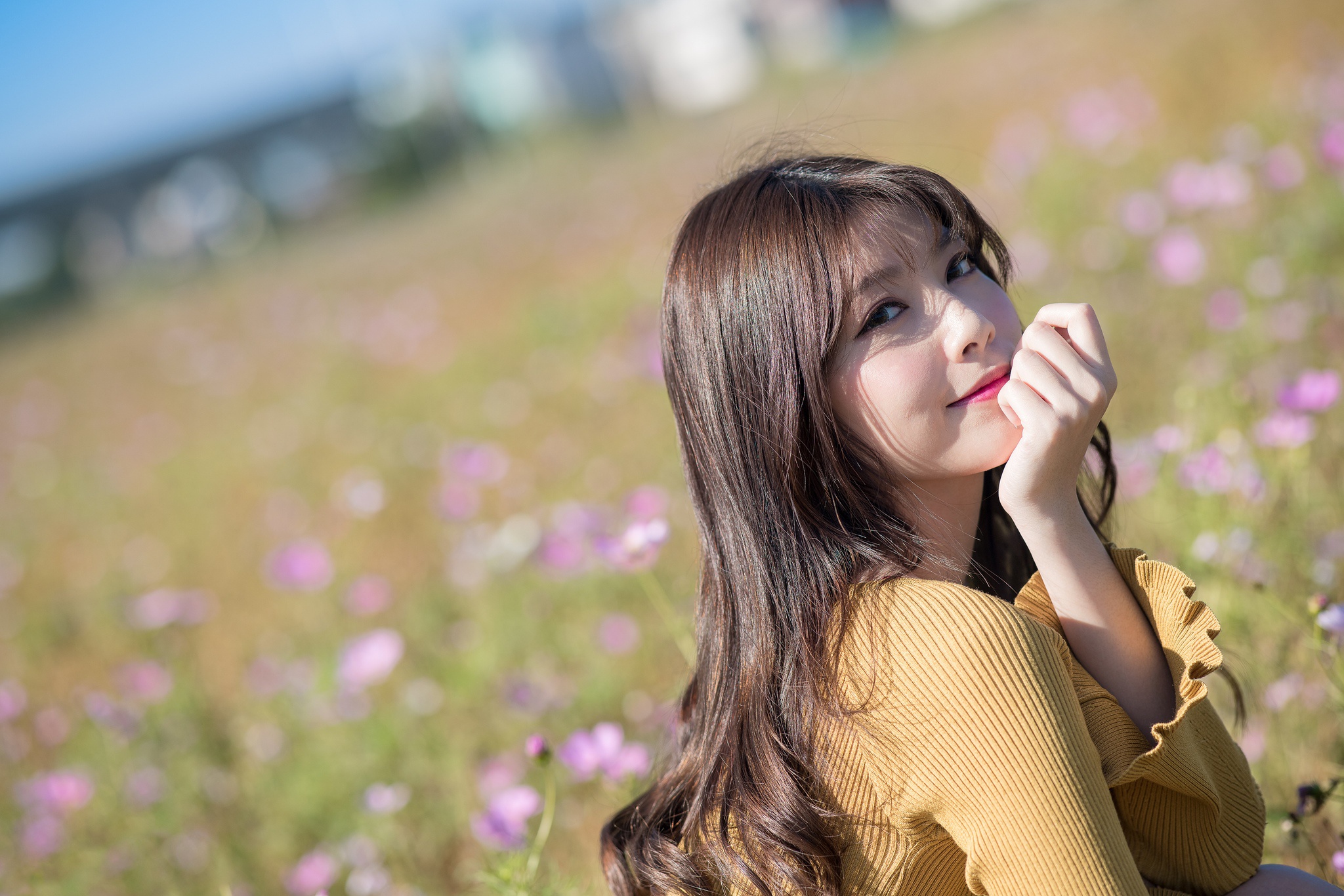 Asian Brunette Depth Of Field Girl Long Hair Model Woman 2048x1366