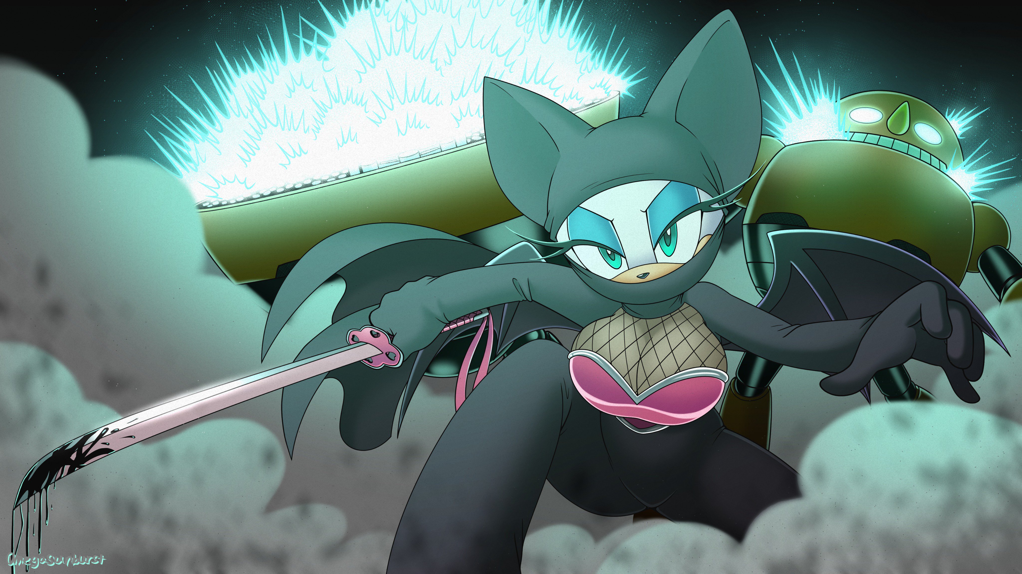 Sonic The Hedgehog Rouge The Bat Ninja Girl Ninja Katana Kunoichi Robot Anime 4096x2304