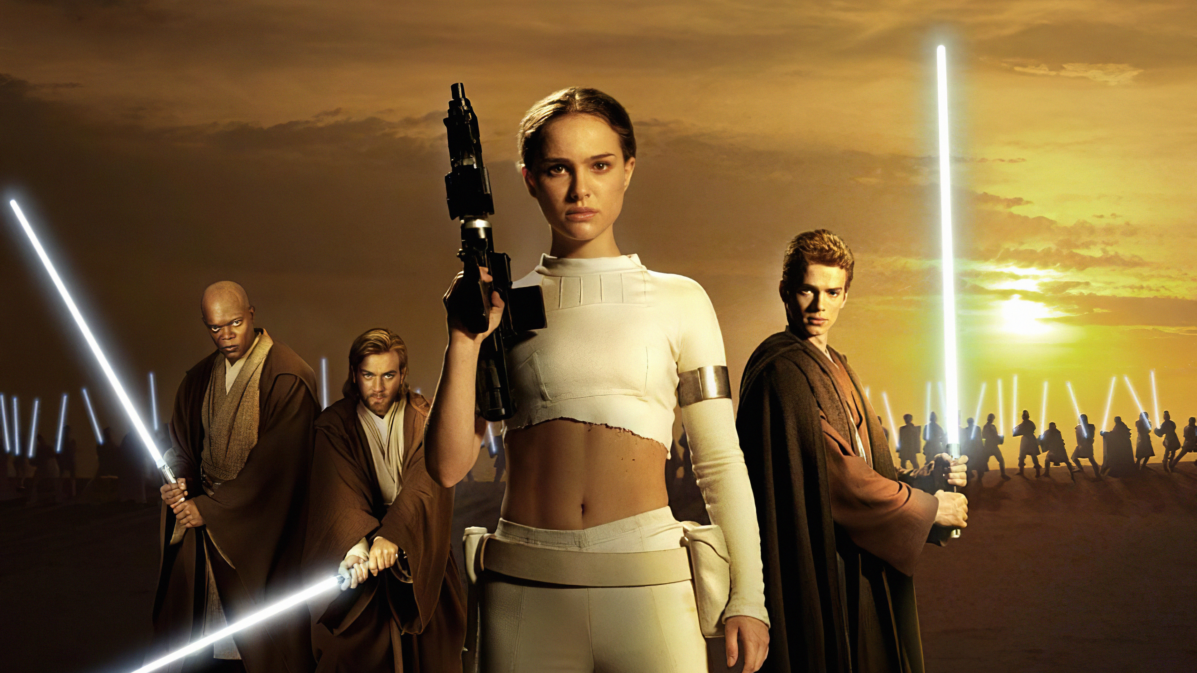 Anakin Skywalker Jedi Mace Windu Natalie Portman Obi Wan Kenobi Padme Amidala Star Wars Star Wars Ep 3840x2160