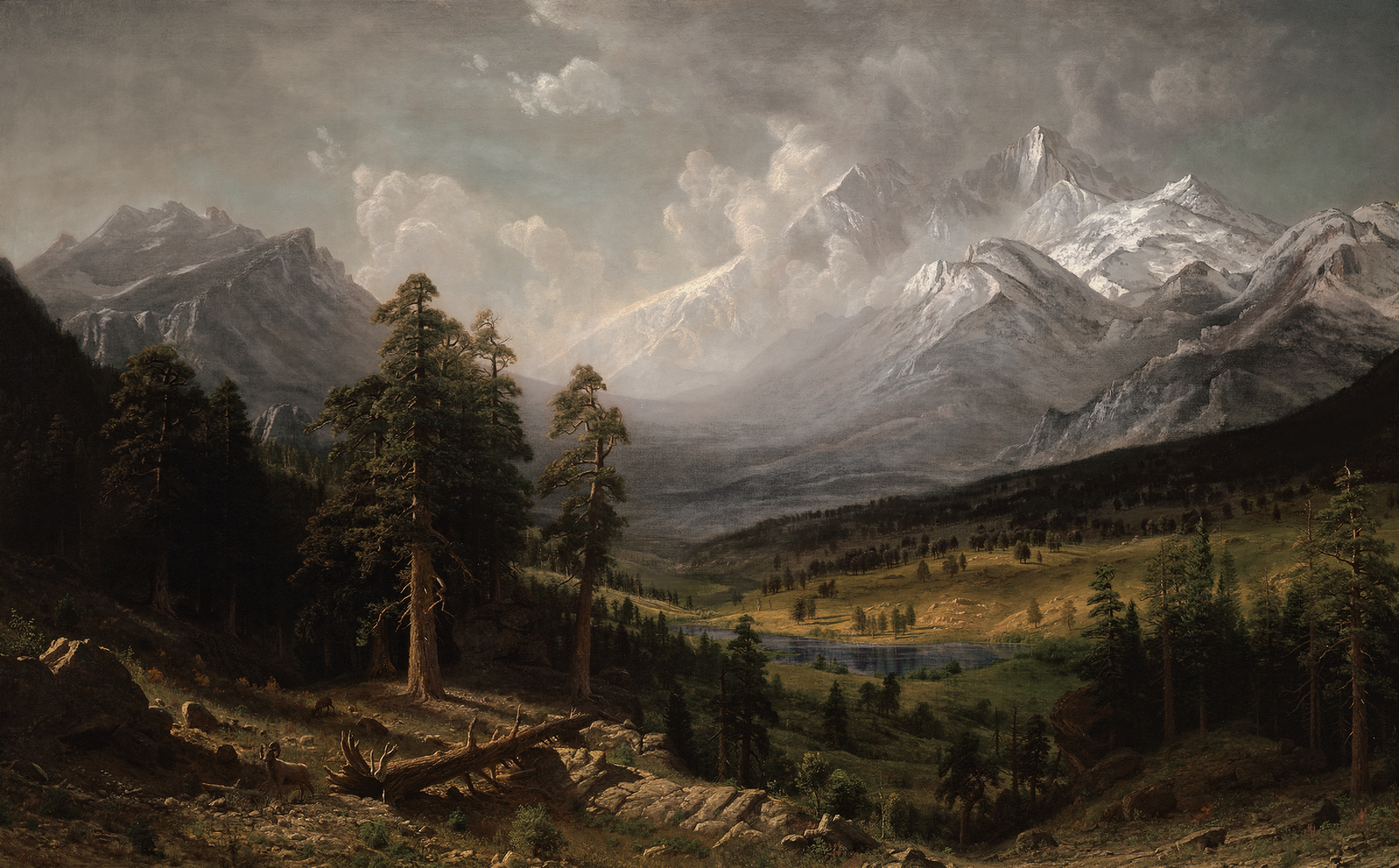 Nature Albert Bierstadt Mountains Landscape Painting Classic Art 2400x1490