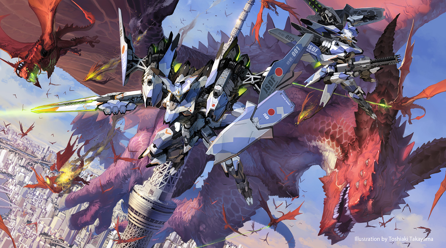Robot Mecha Fight Mech War Fantasy Art Concept Art Toshiaki Takayama 1500x833
