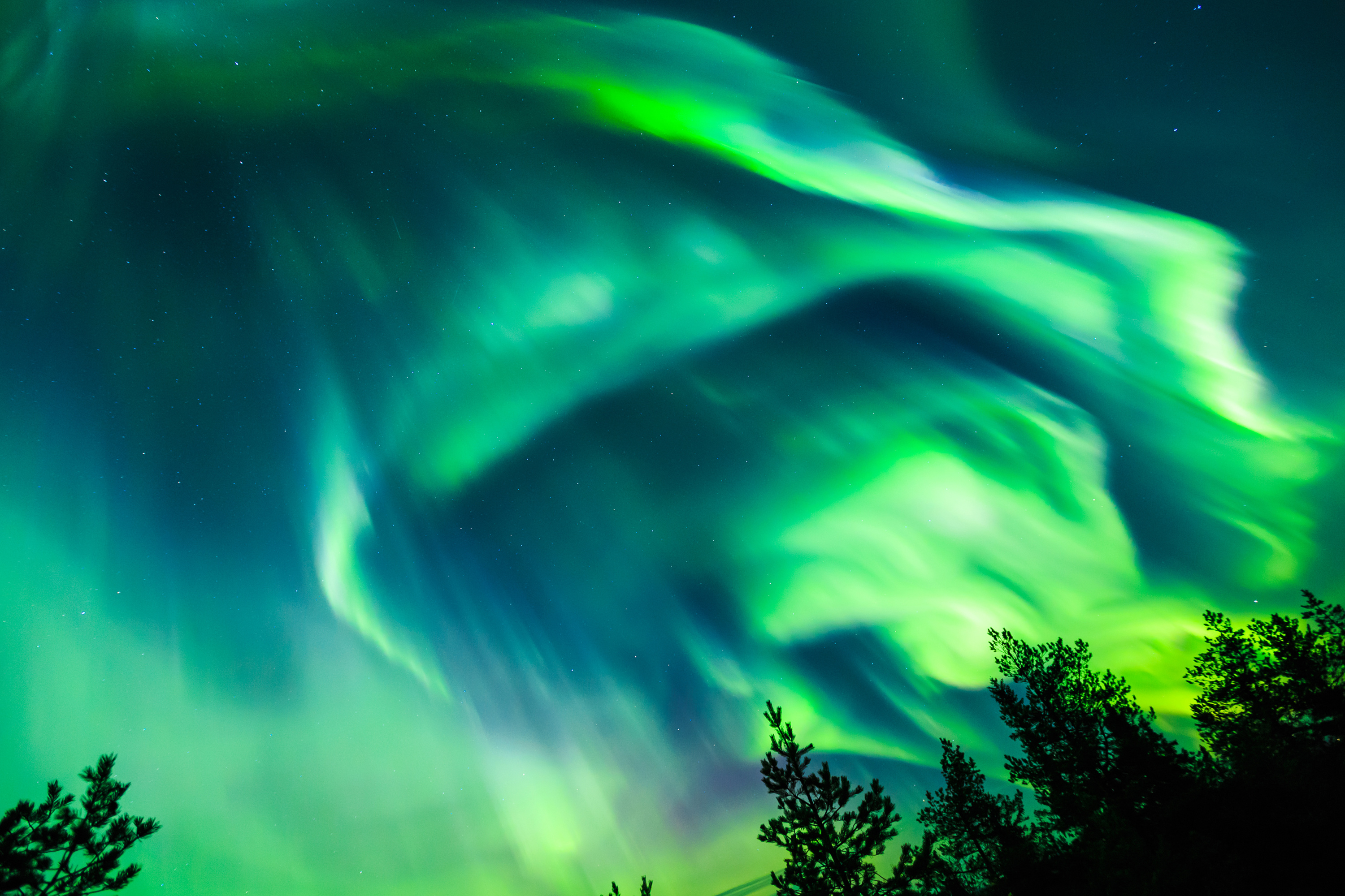 Aurora Borealis Light Night Sky 3000x2000