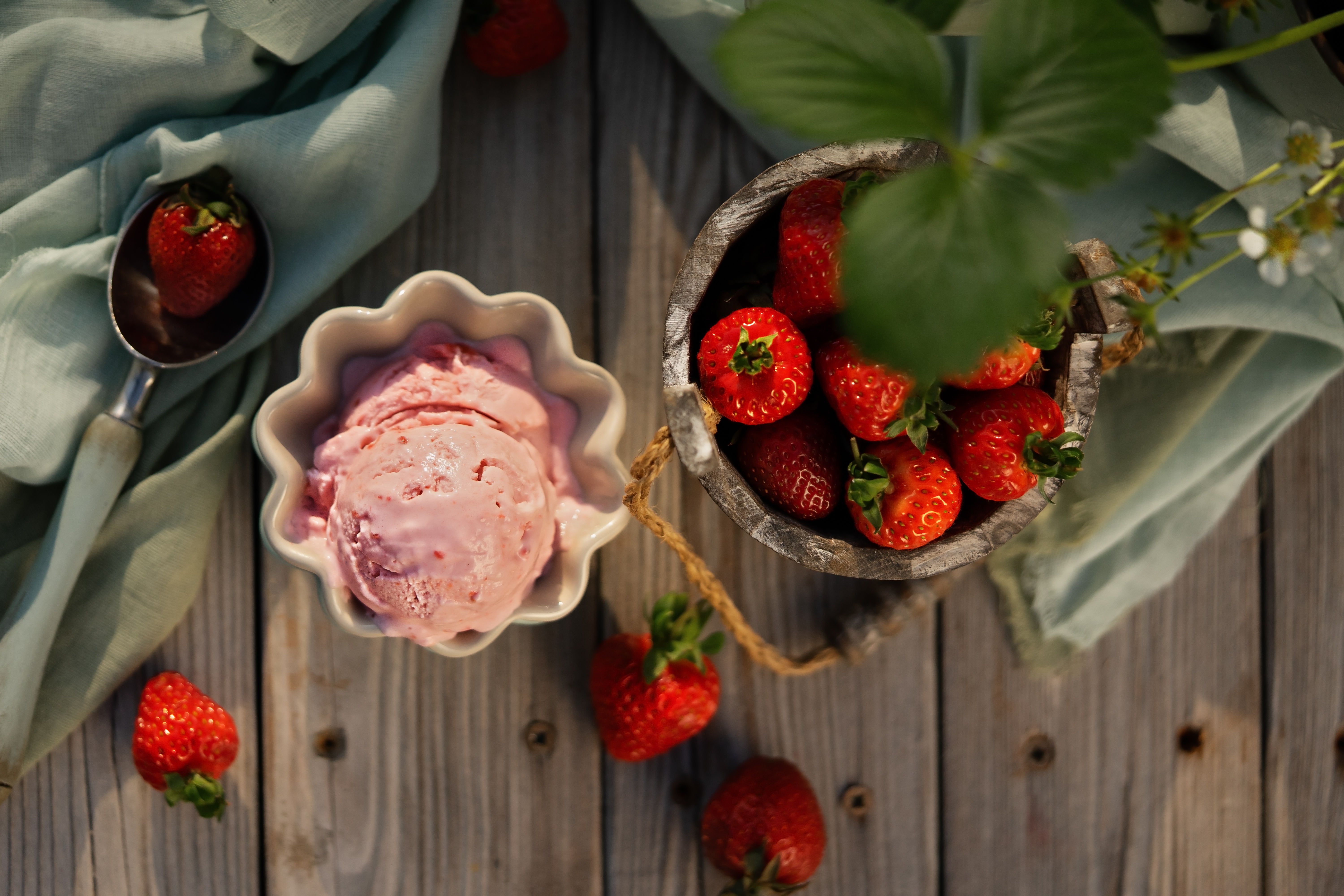 Berry Dessert Fruit Ice Cream Still Life Strawberry 6000x4000
