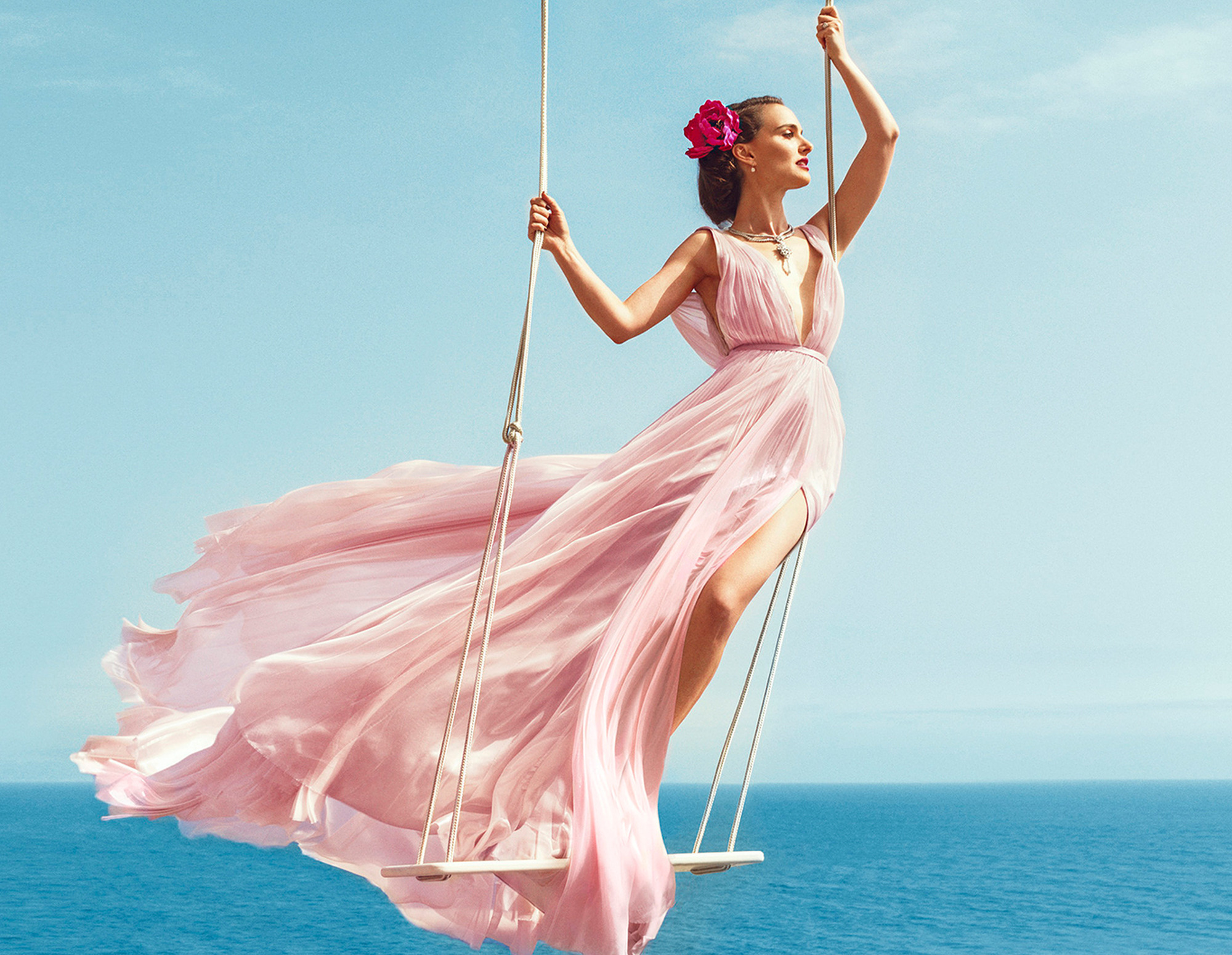 Actress American Brunette Natalie Portman Pink Dress 2000x1550