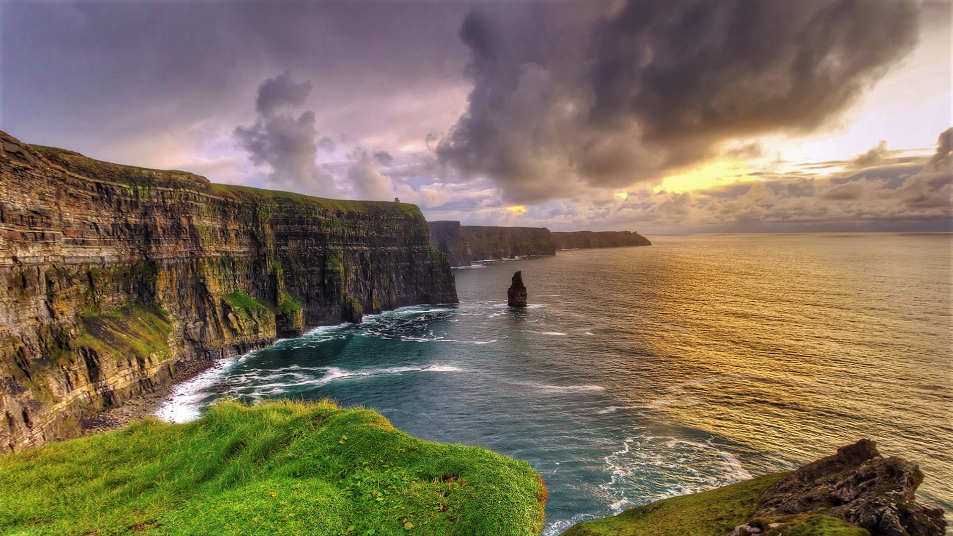Cliffs Of Moher Coast Coastline Horizon Ireland Ocean Sea 1920x1080