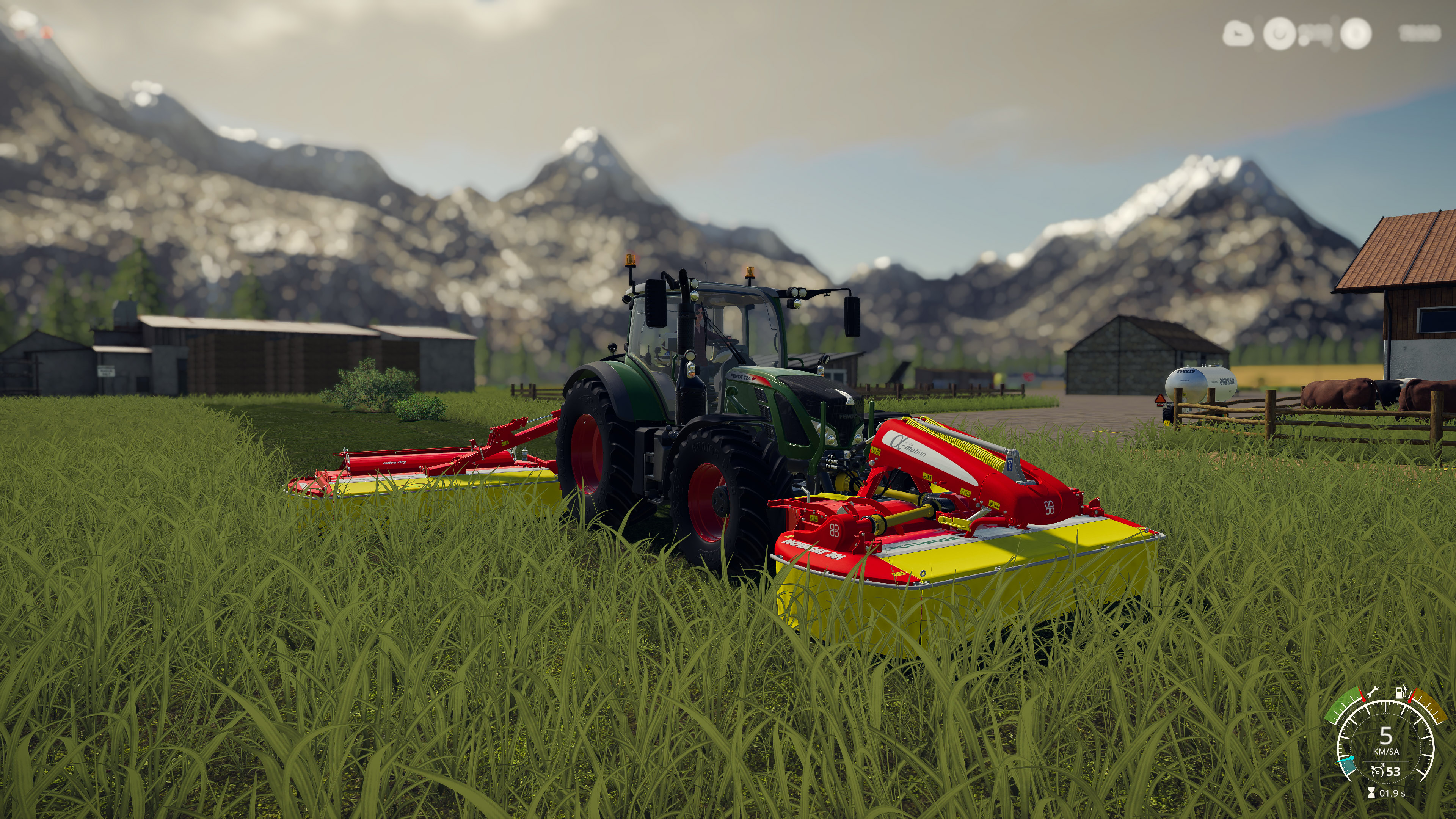 Farming Farming Simulator Farming Simulator 2019 Video Game Art Oats Field Green Tractors Cow Sheep 3840x2160