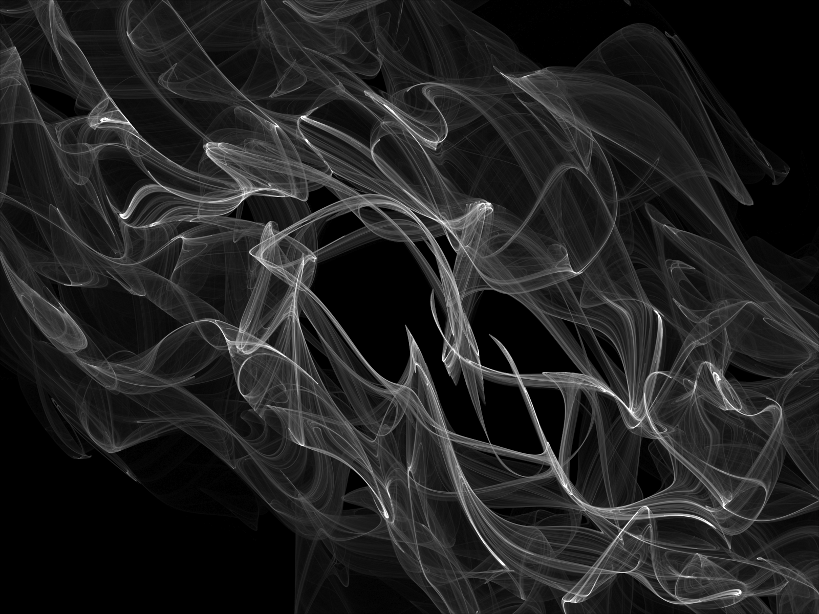 Chaoscope Software Digital Art Fractal Monochrome Shapes Smoke 1600x1200