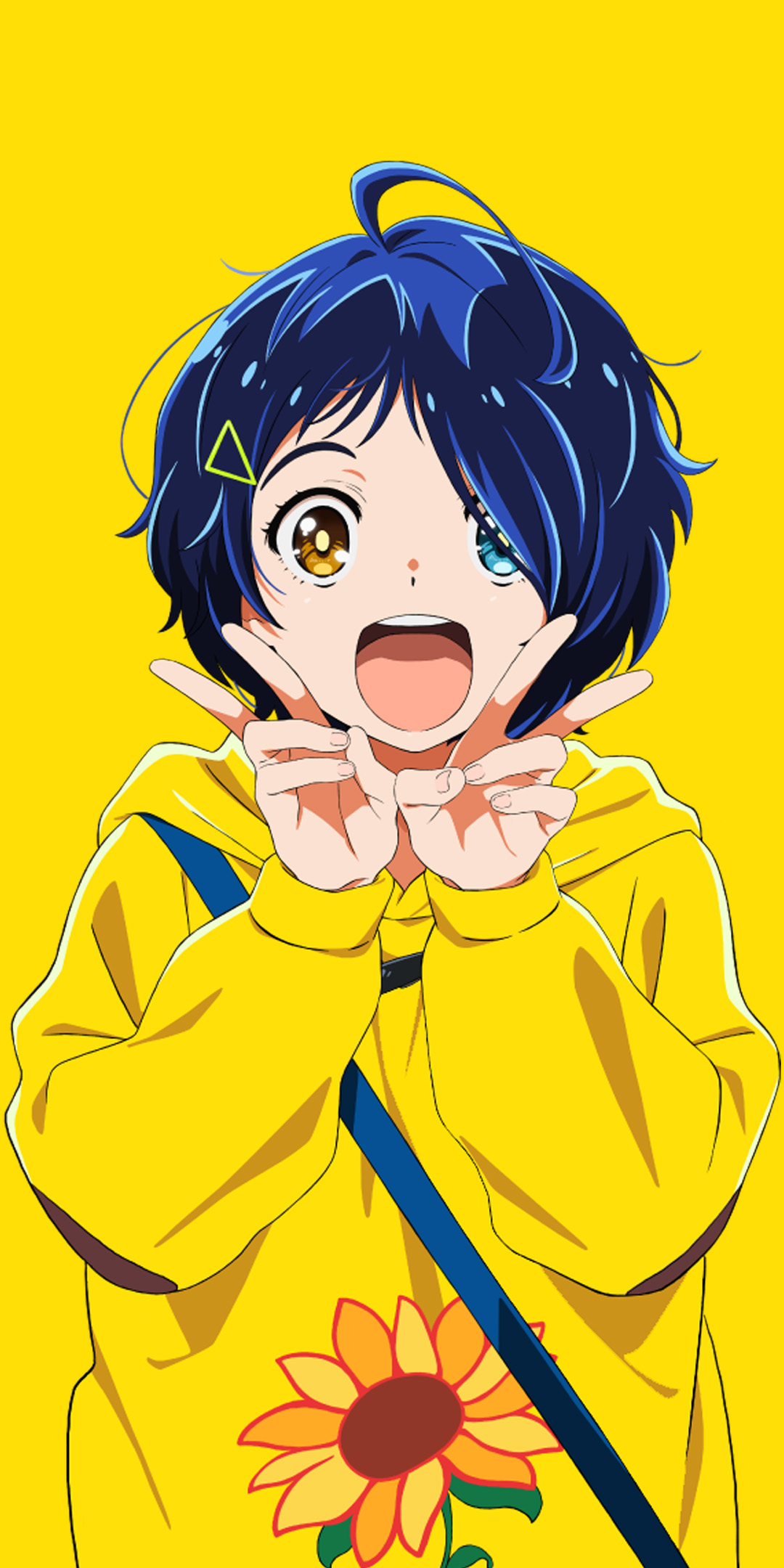 Anime Girls Wonder Egg Priority Ai Ooto Heterochromia Blue Hair Short Hair 1080x2160