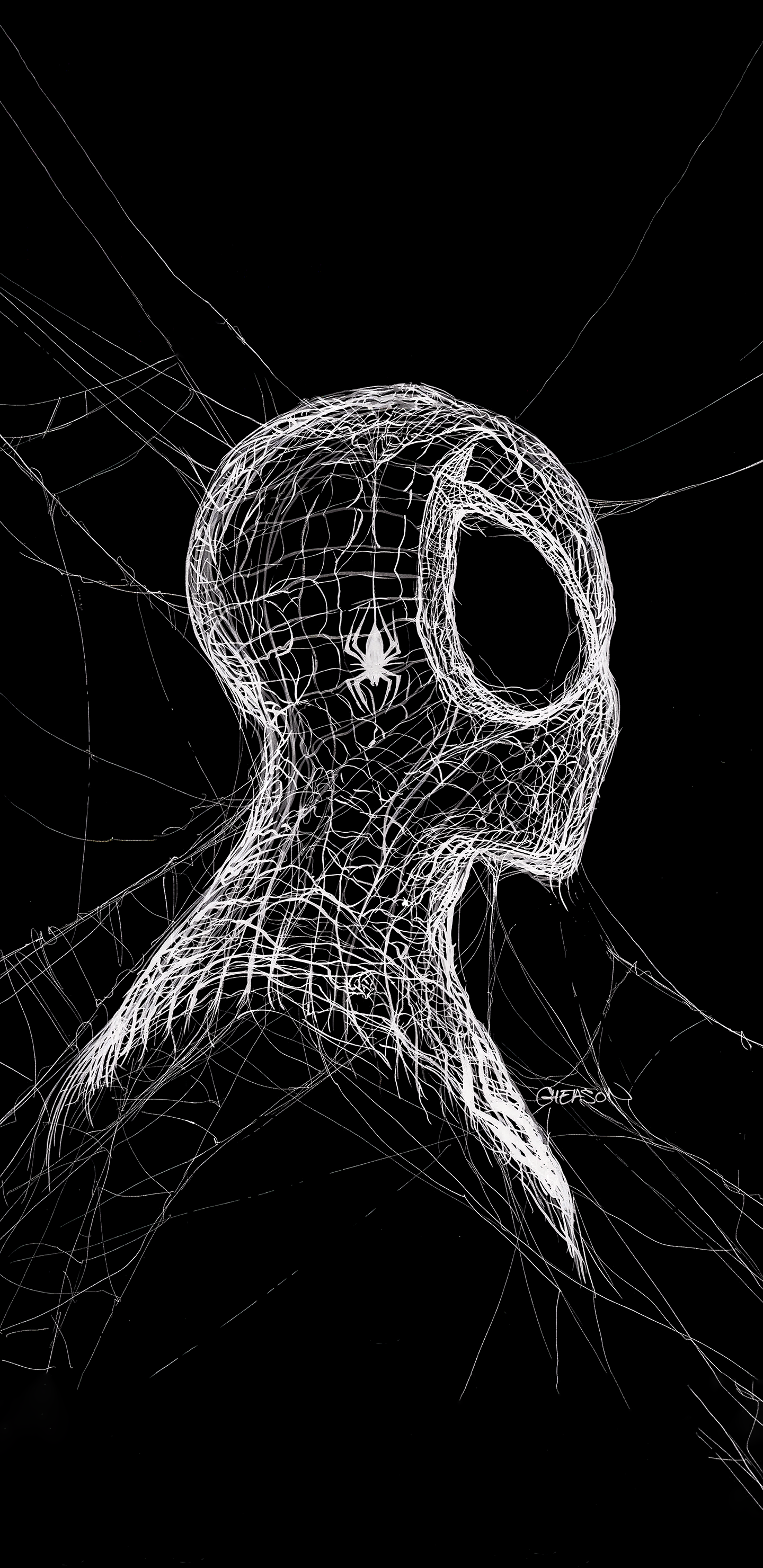 Dark Superhero Vertical Spider Man Portrait Display Spider Webs 1440x2960