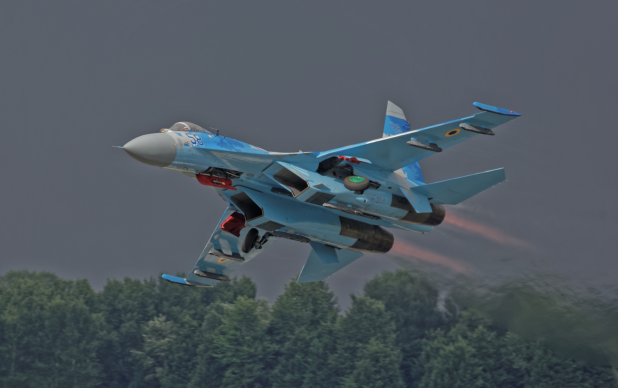 Aircraft Jet Fighter Sukhoi Su 27 Ukrainian Air Force Warplane 2048x1285