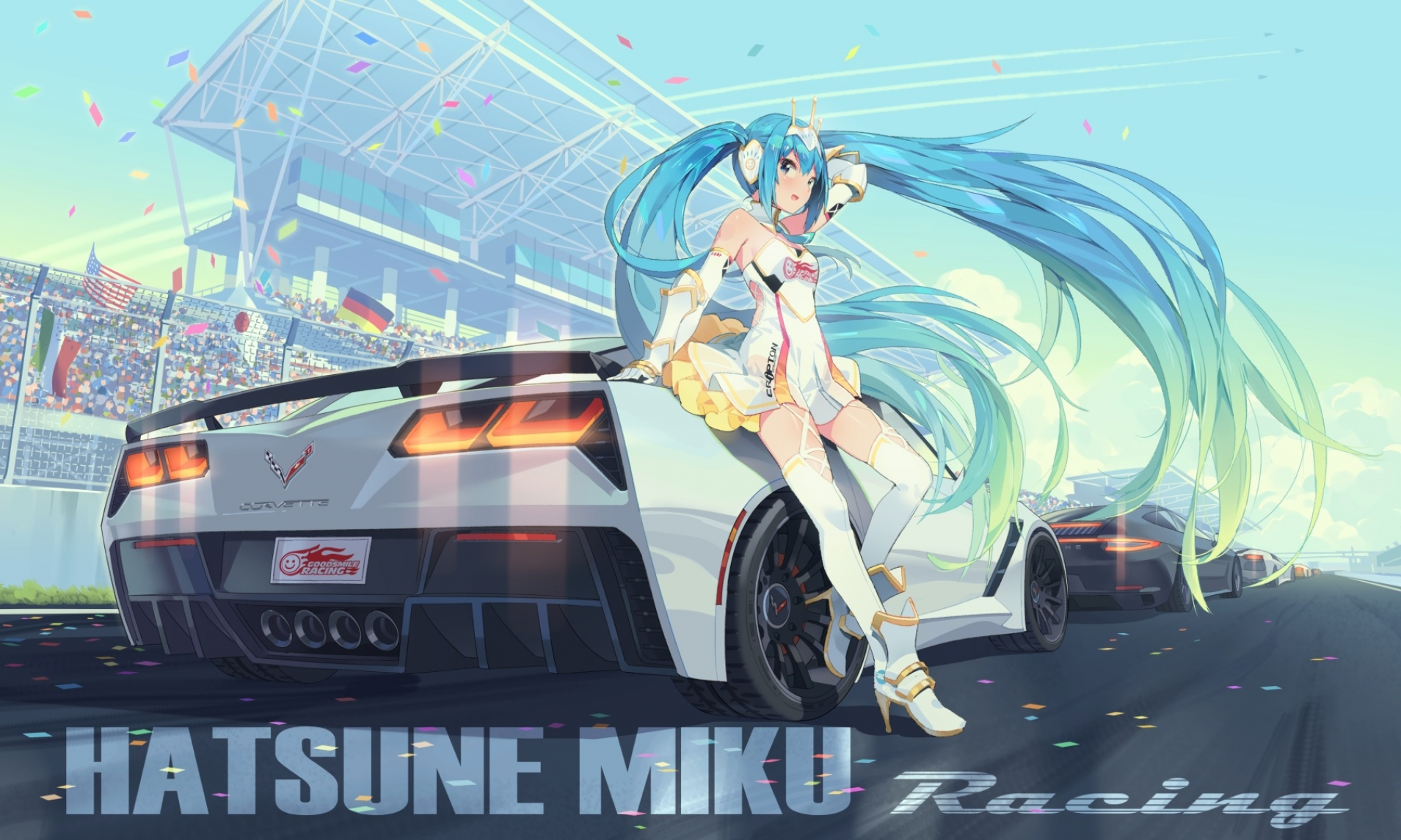 Hatsune Miku Car Goodsmile Racing Vocaloid Anime Girls Ddal Blue Hair Twintails Long Hair 1909x1145
