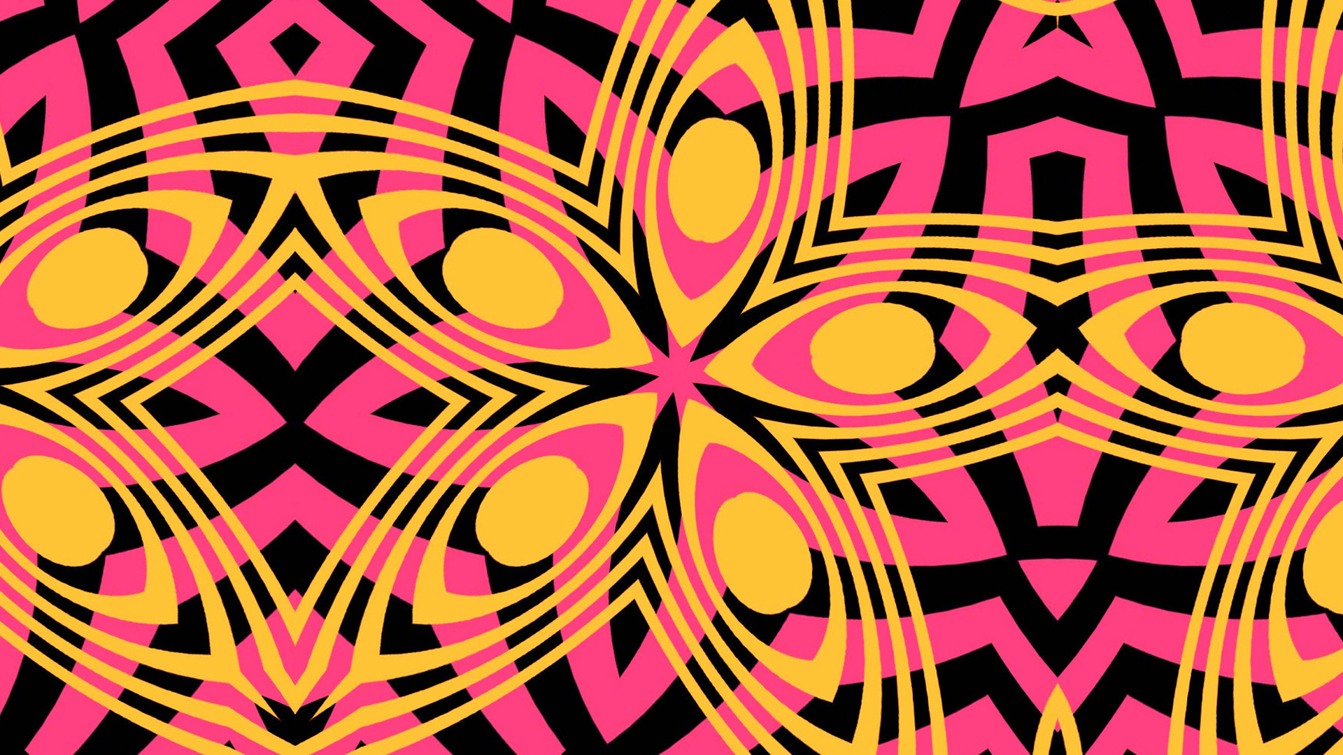 Abstract Artistic Colorful Colors Digital Art Kaleidoscope Pattern Pink Yellow 1920x1080