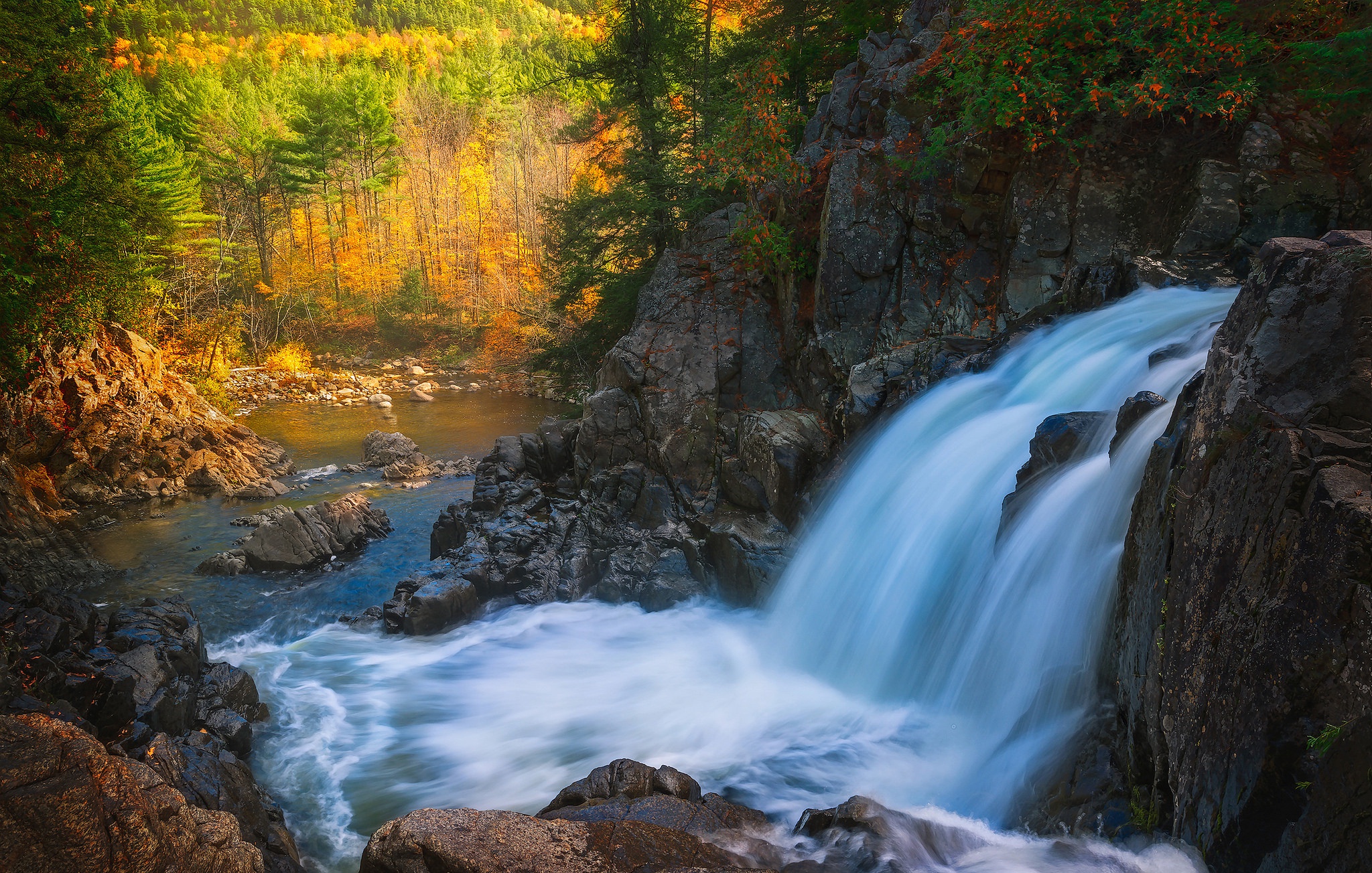 Adirondack Park Fall Usa Waterfall 2048x1304