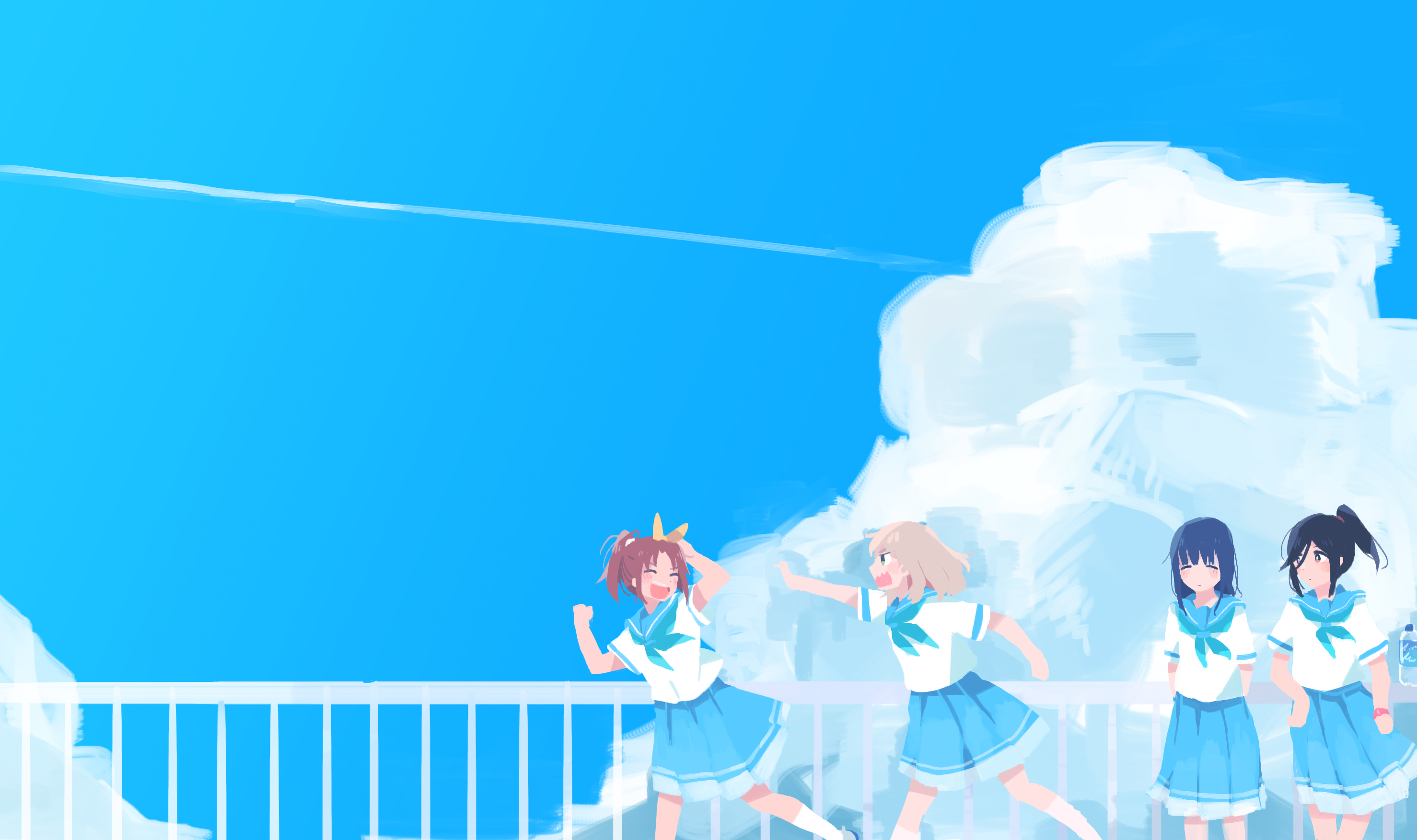 Anime Girls Blue Skirt Clear Sky Anime Women Outdoors School Uniform Hibike Euphonium Kasaki Nozomi  2956x1753