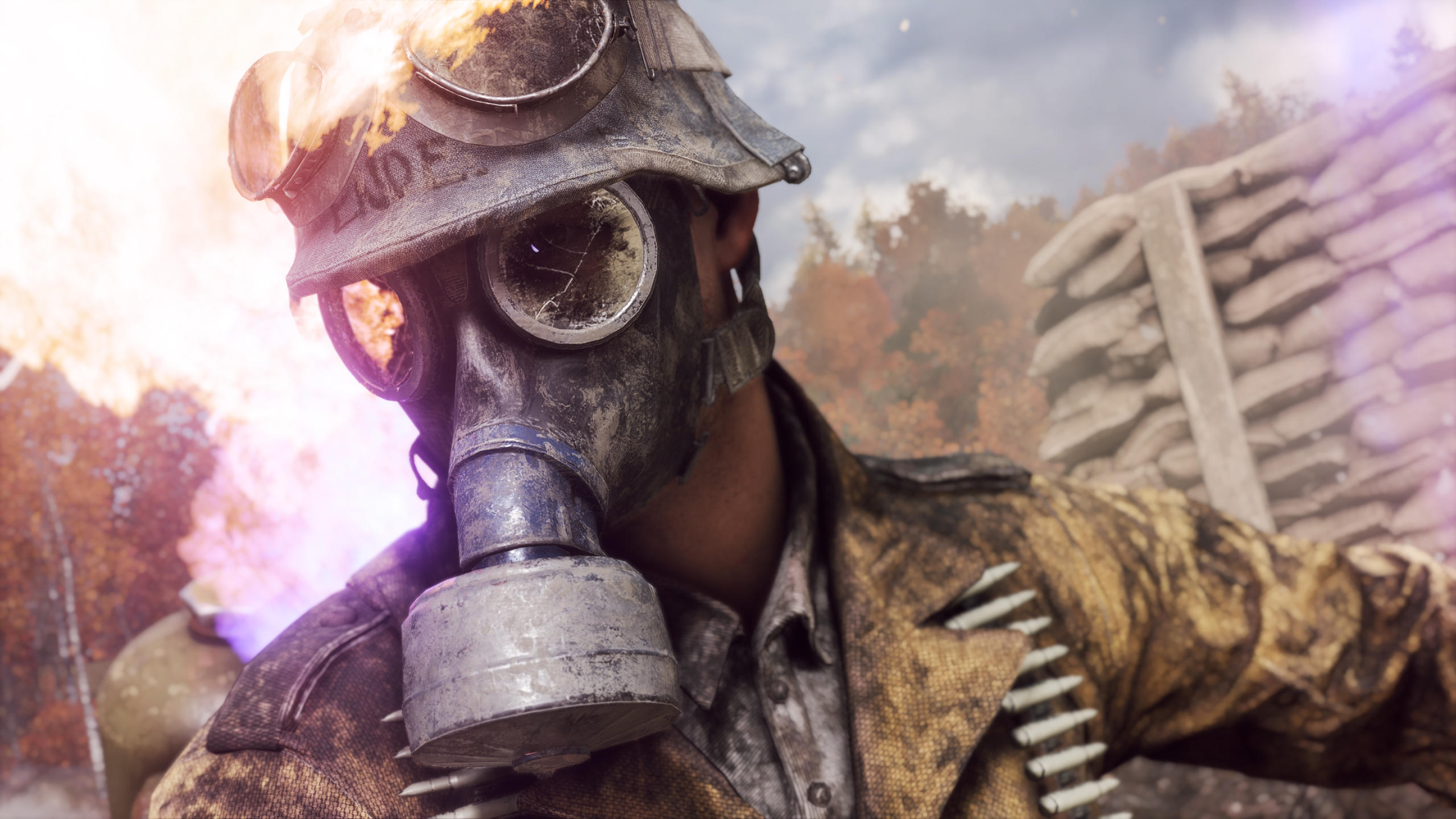Battlefield V Gas Mask Soldier 2560x1440