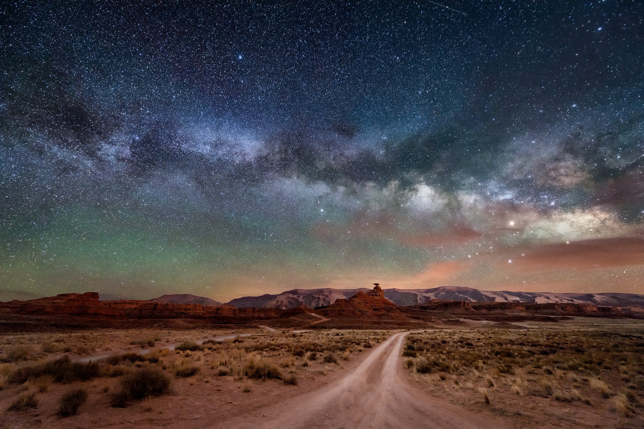 Desert Dirt Road Landscape Milky Way Nature Night Sky Starry Sky Stars 2048x1365