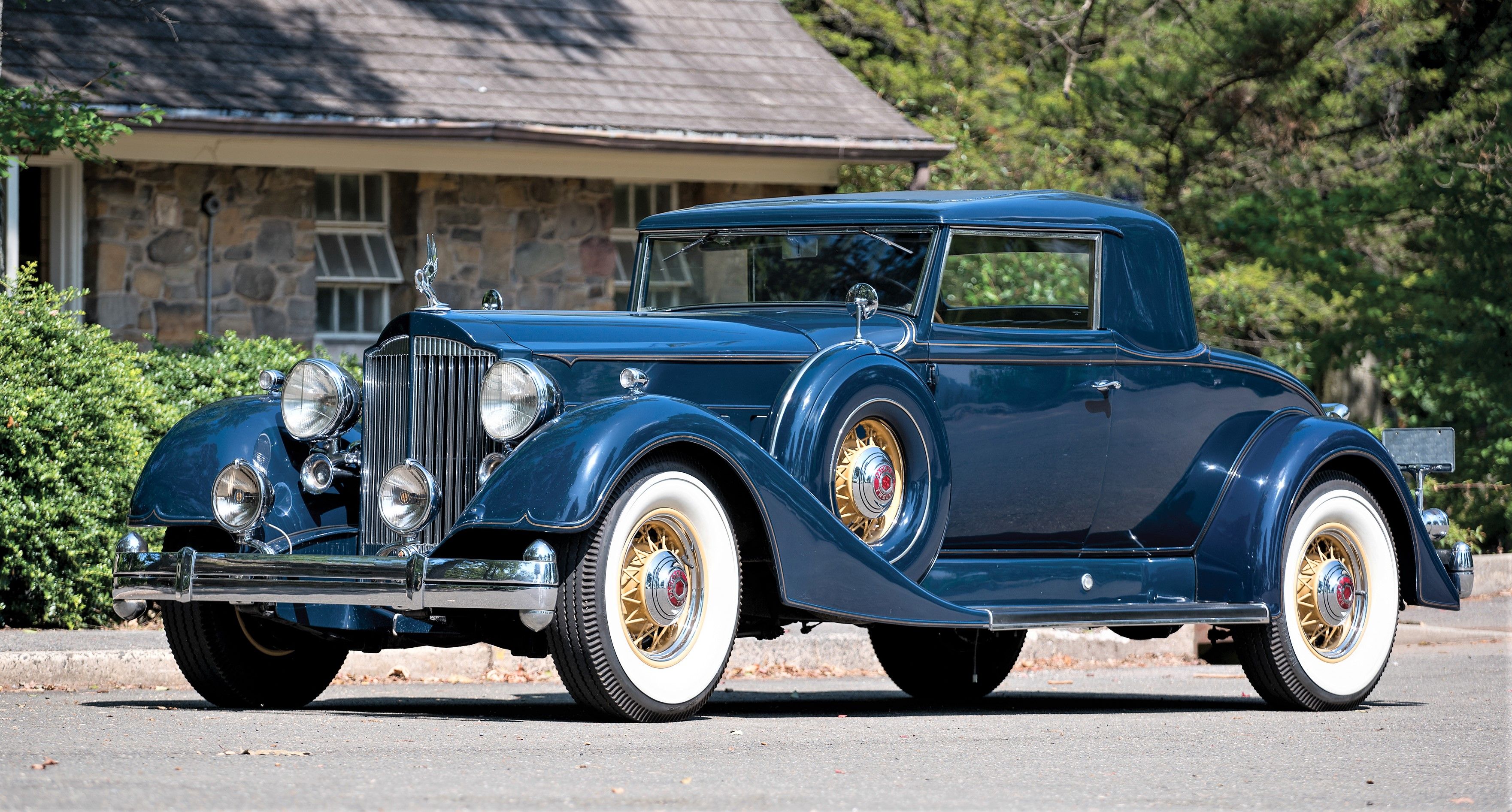 Blue Car Car Full Size Car Luxury Car Old Car Packard Twelve Coupe Vintage Car 3523x1893