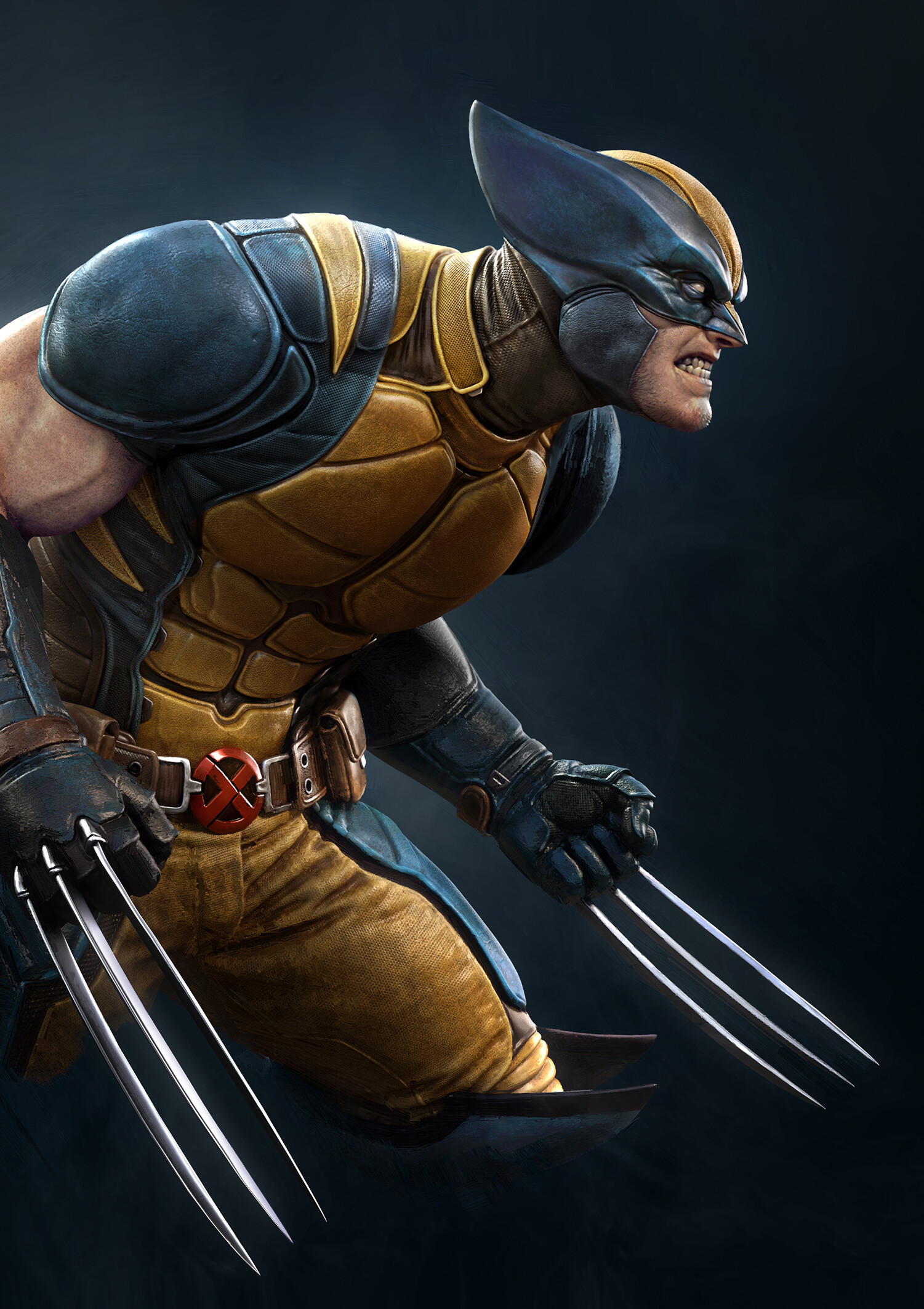 X Men Wolverine Claws Artwork Blue Background Mutant 1501x2126