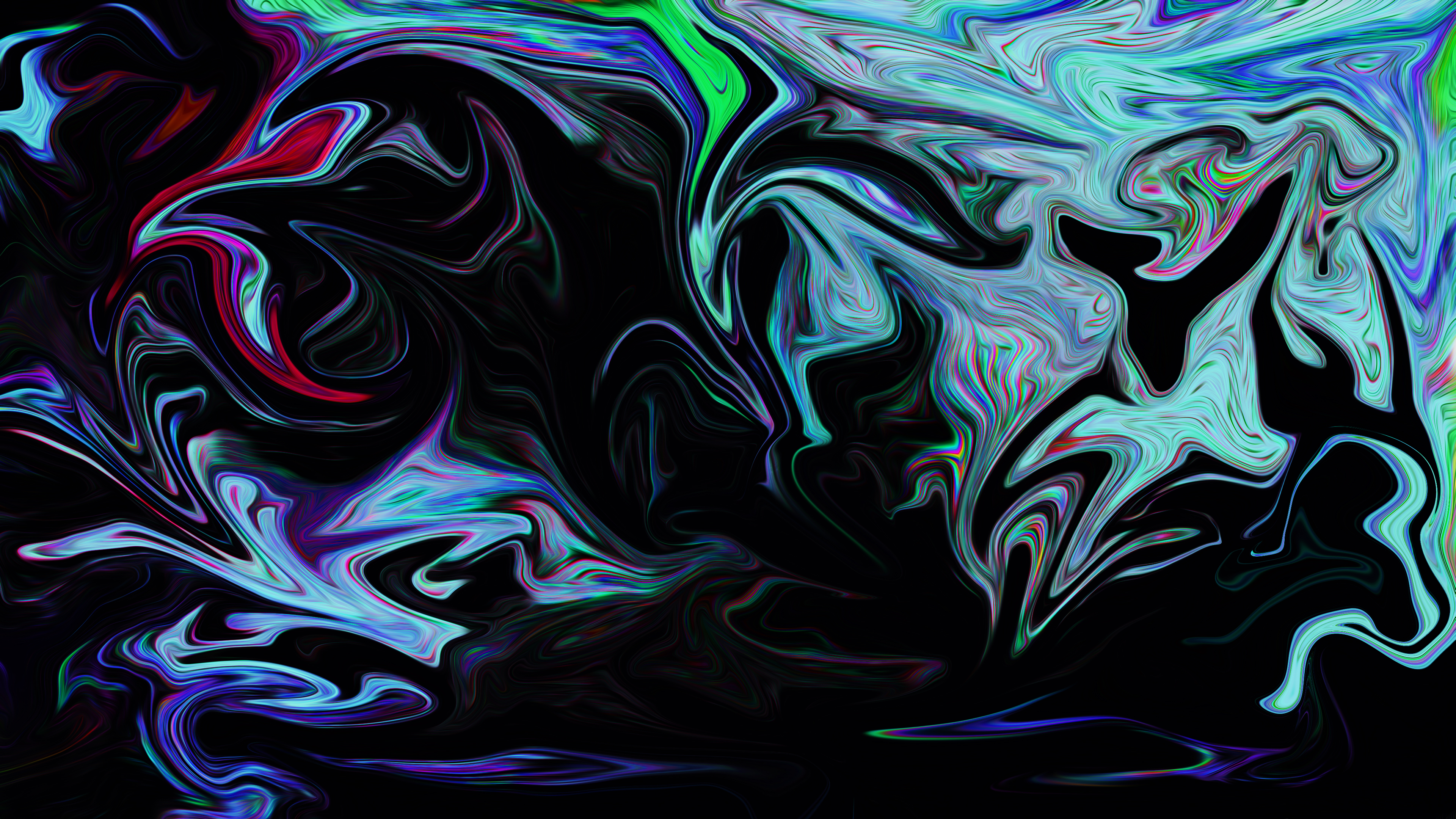 Abstract Fluid Liquid Dark Interference Black Digital Art Artwork Glitch Art 3840x2160