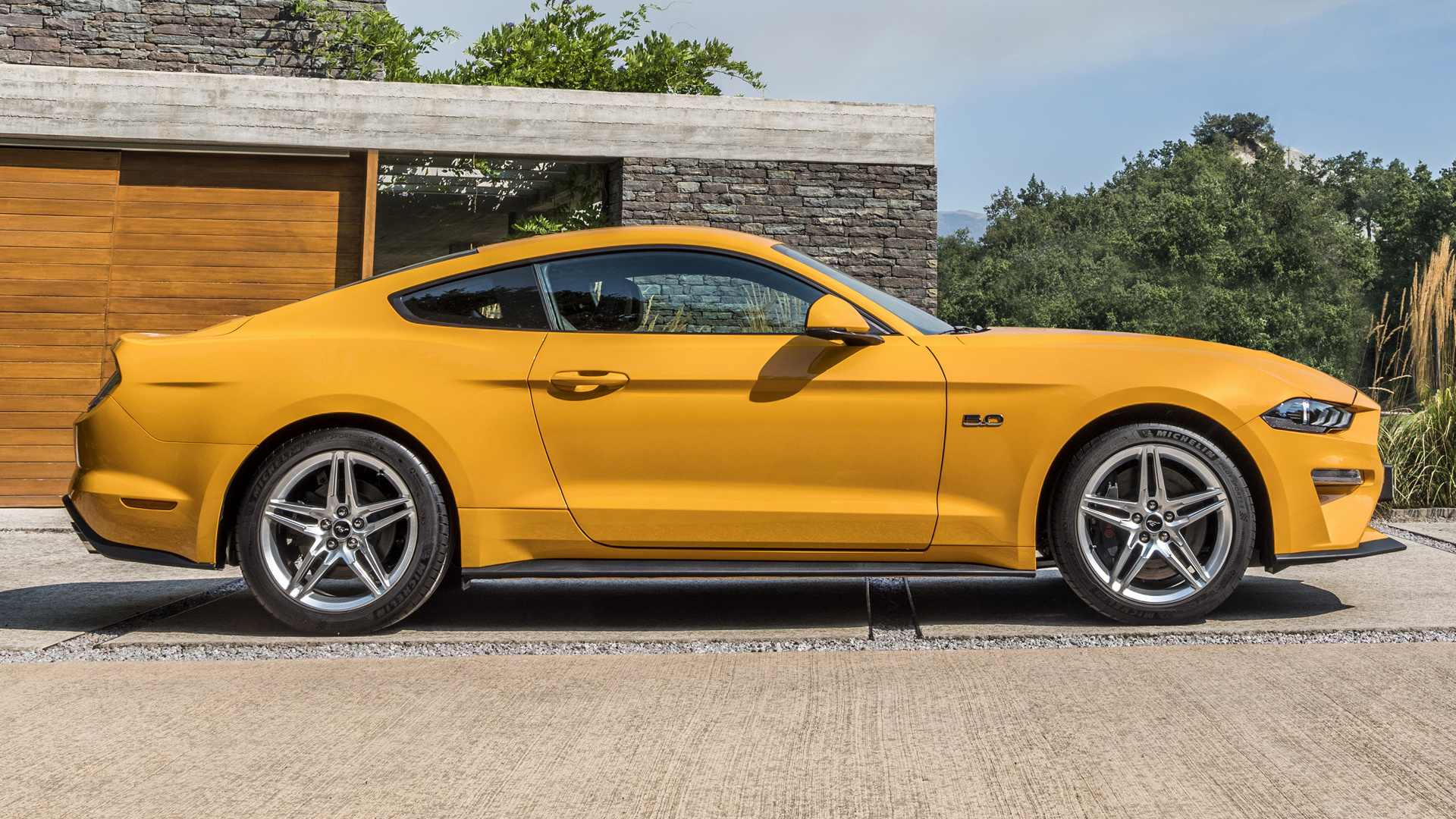 Car Coupe Ford Mustang Gt Muscle Car Yellow Car 1920x1080