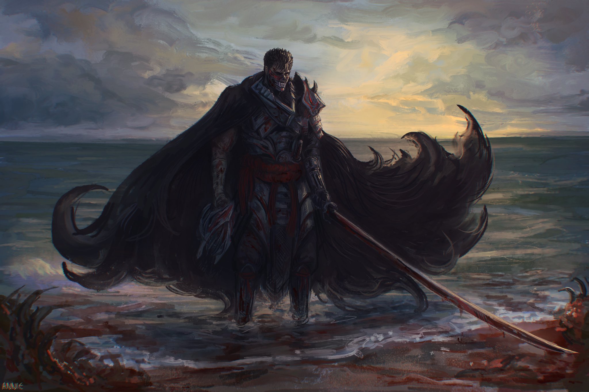 Berserk, Guts, Cape, Armor.  Berserk, Hd wallpaper, Anime