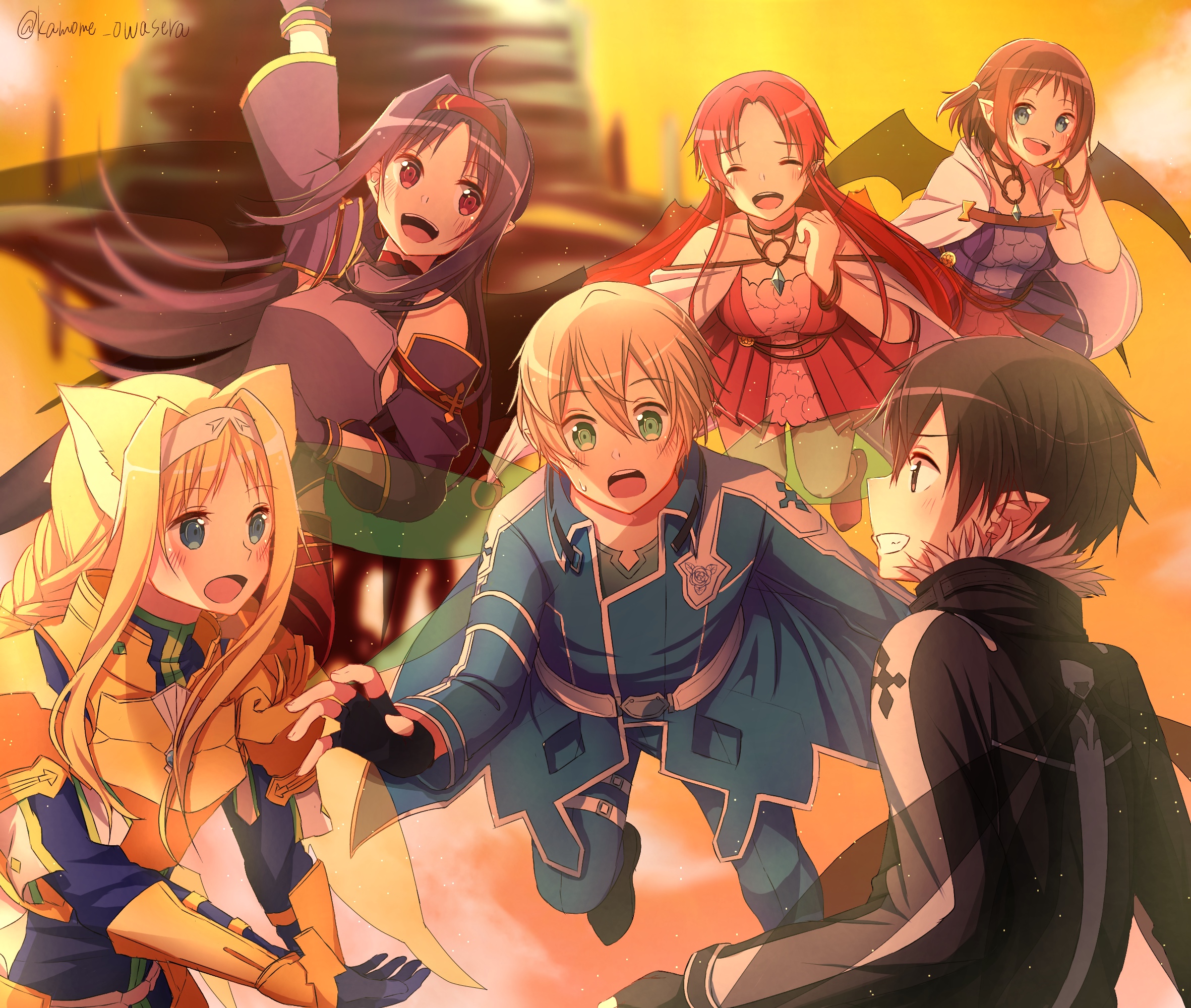 Alice Zuberg Eugeo Sword Art Online Kazuto Kirigaya Kirito Sword Art Online Ronye Arabel Tiese Shtol 2362x2000