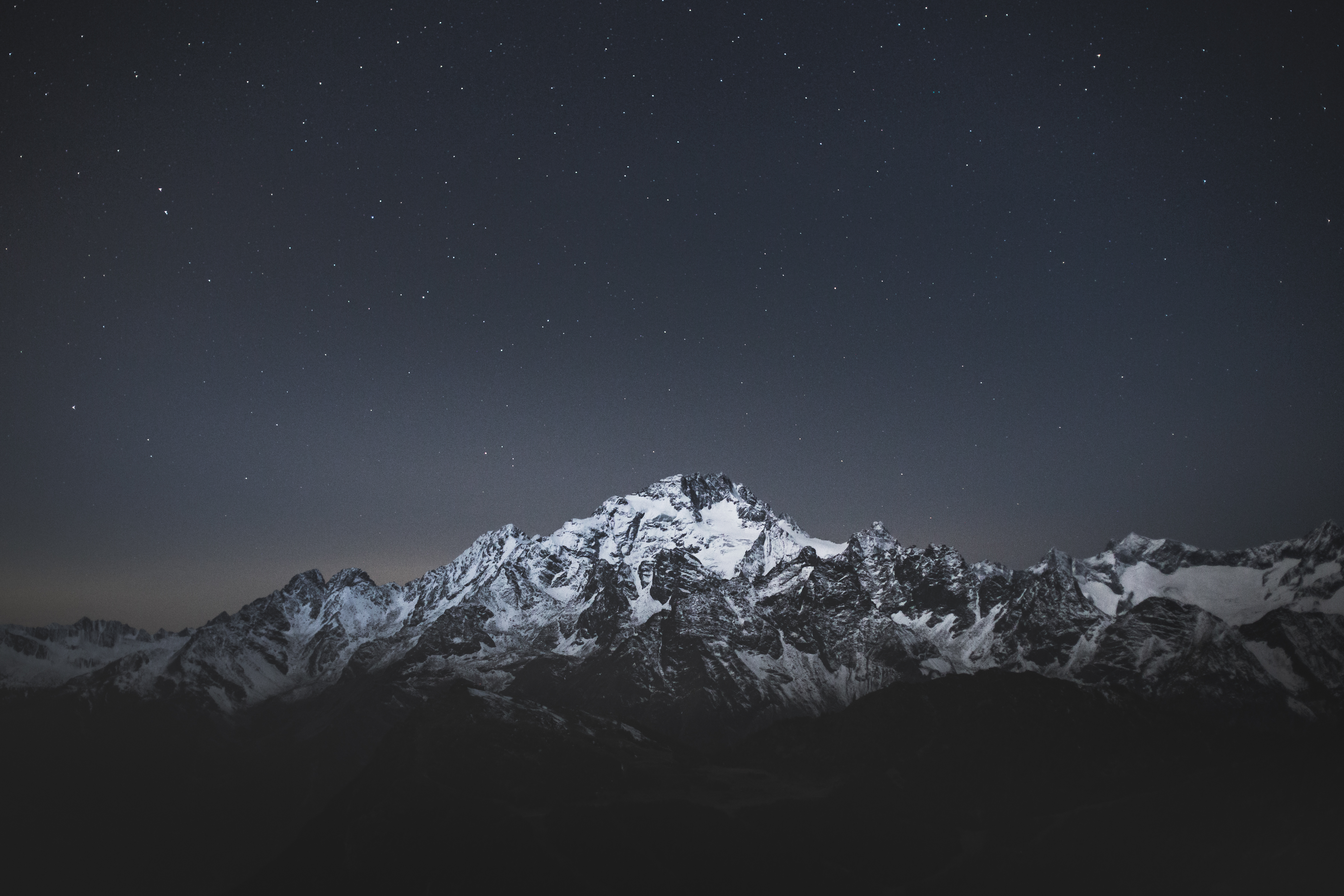 Landscape Mountains Nature Night Stars Snow Caps Italy 4702x3135