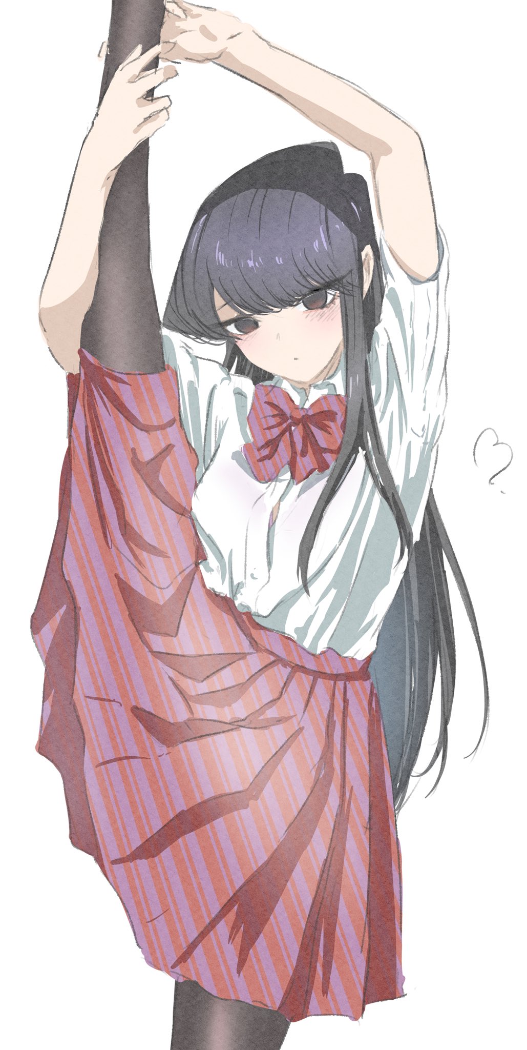Komi San Wa Comyushou Desu Long Hair Black Hair Anime Girls JK School Uniform Blushing Leg Up Arms U 1029x2048