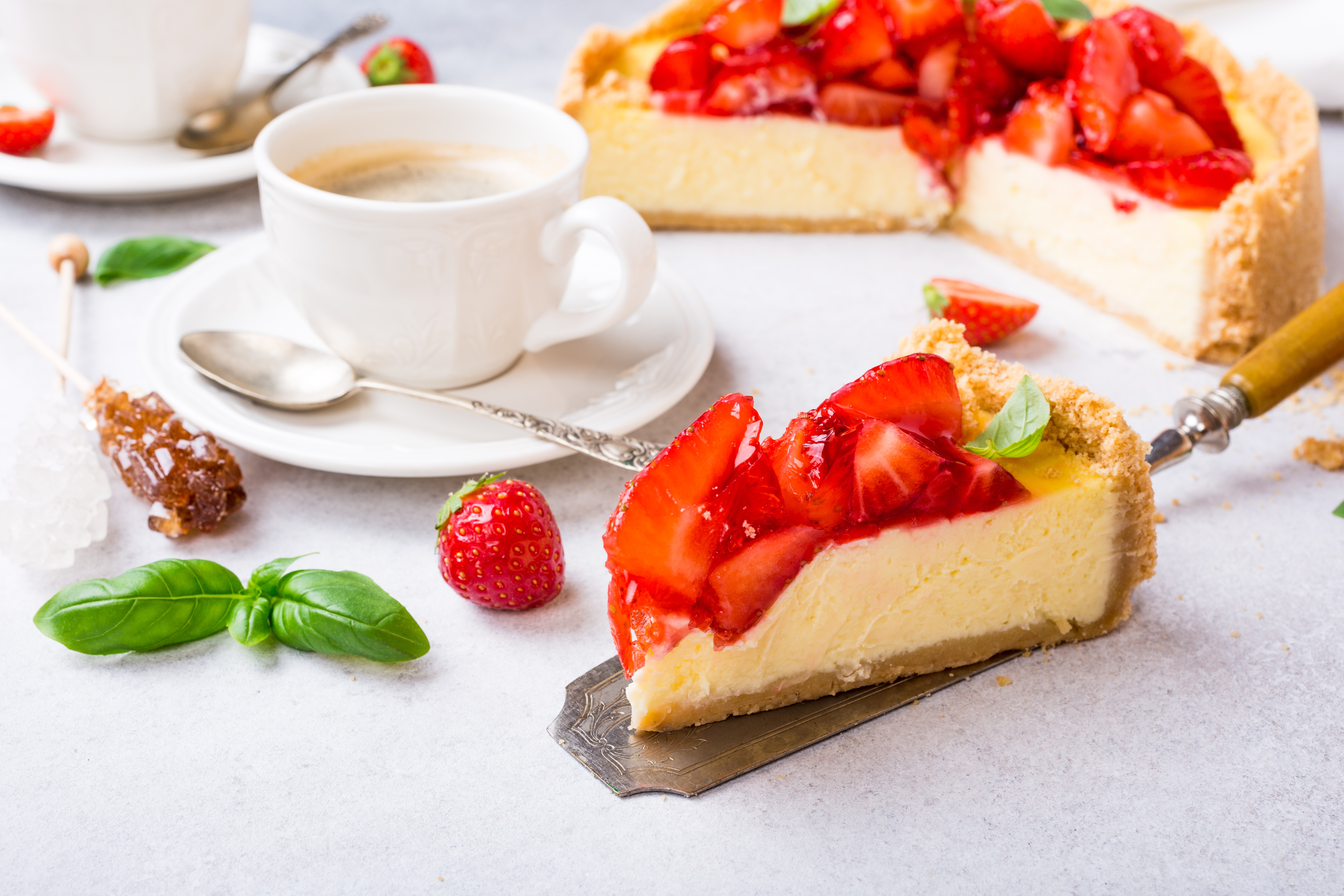 Berry Cheesecake Coffee Cup Dessert Fruit Pastry Still Life Strawberry 5760x3840