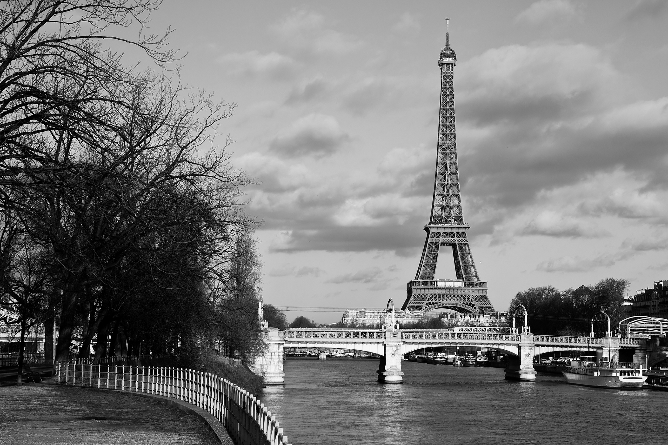 Black Amp White Bridge Eiffel Tower France Monument Paris 2200x1466