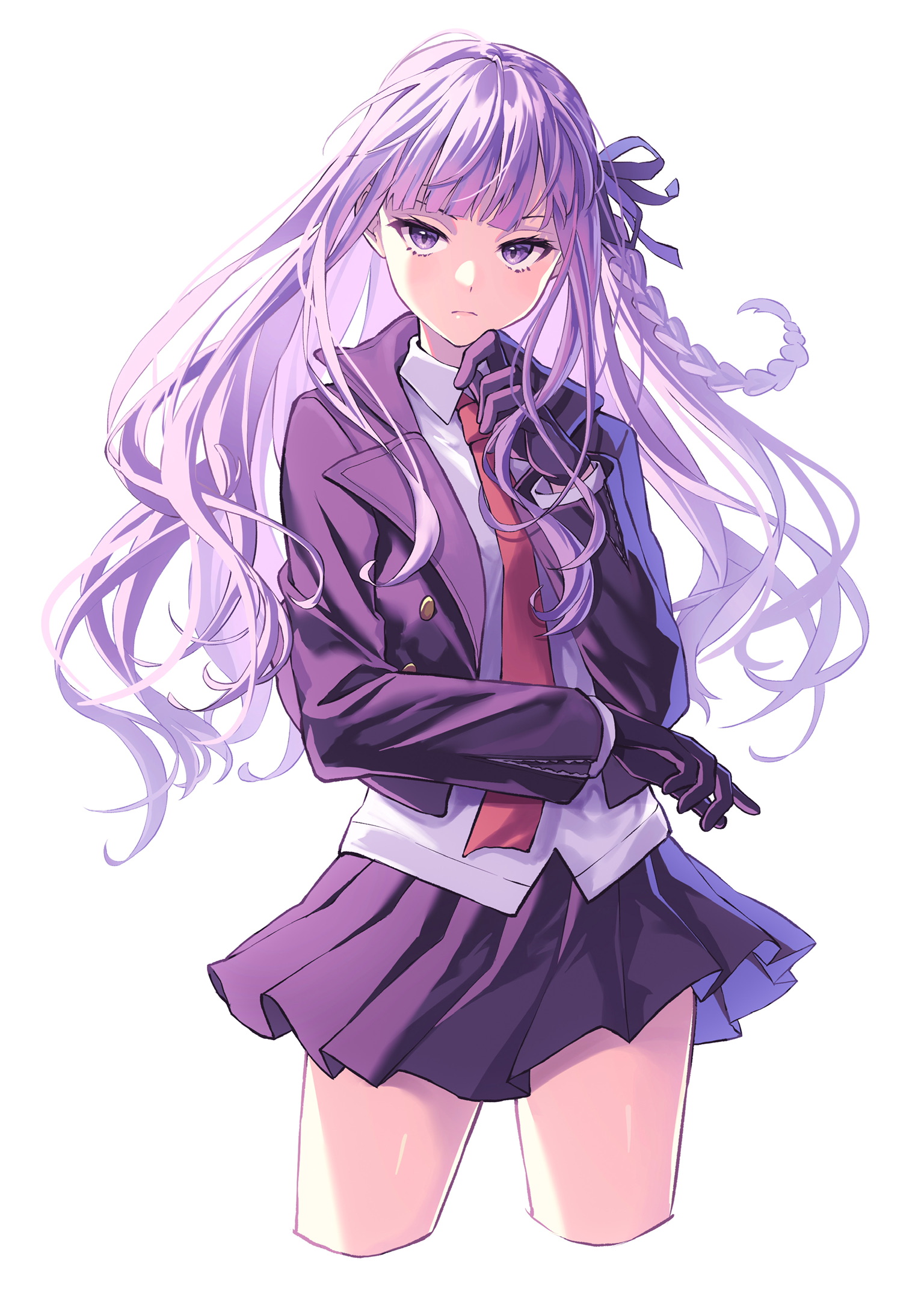 Anime Girls Danganronpa Kirigiri Kyouko Lq Saku Purple Hair Purple Eyes School Uniform Skirt Gloves 1536x2146