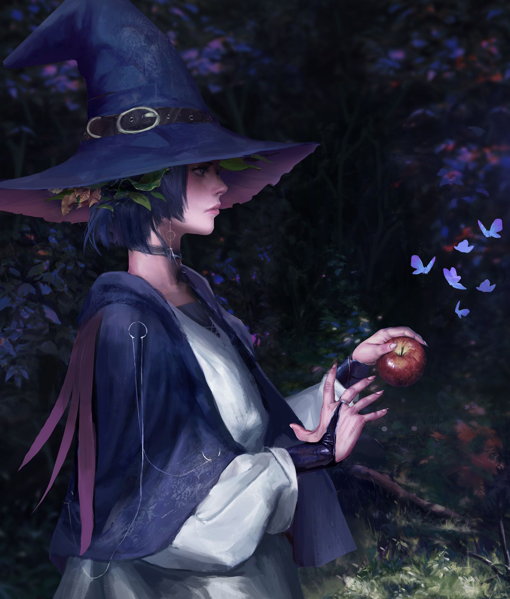 ArtStation Digital Art Sloth Being Artist Fantasy Art Fantasy Girl Witch Forest Witch Hat Vertical I 1742x2048