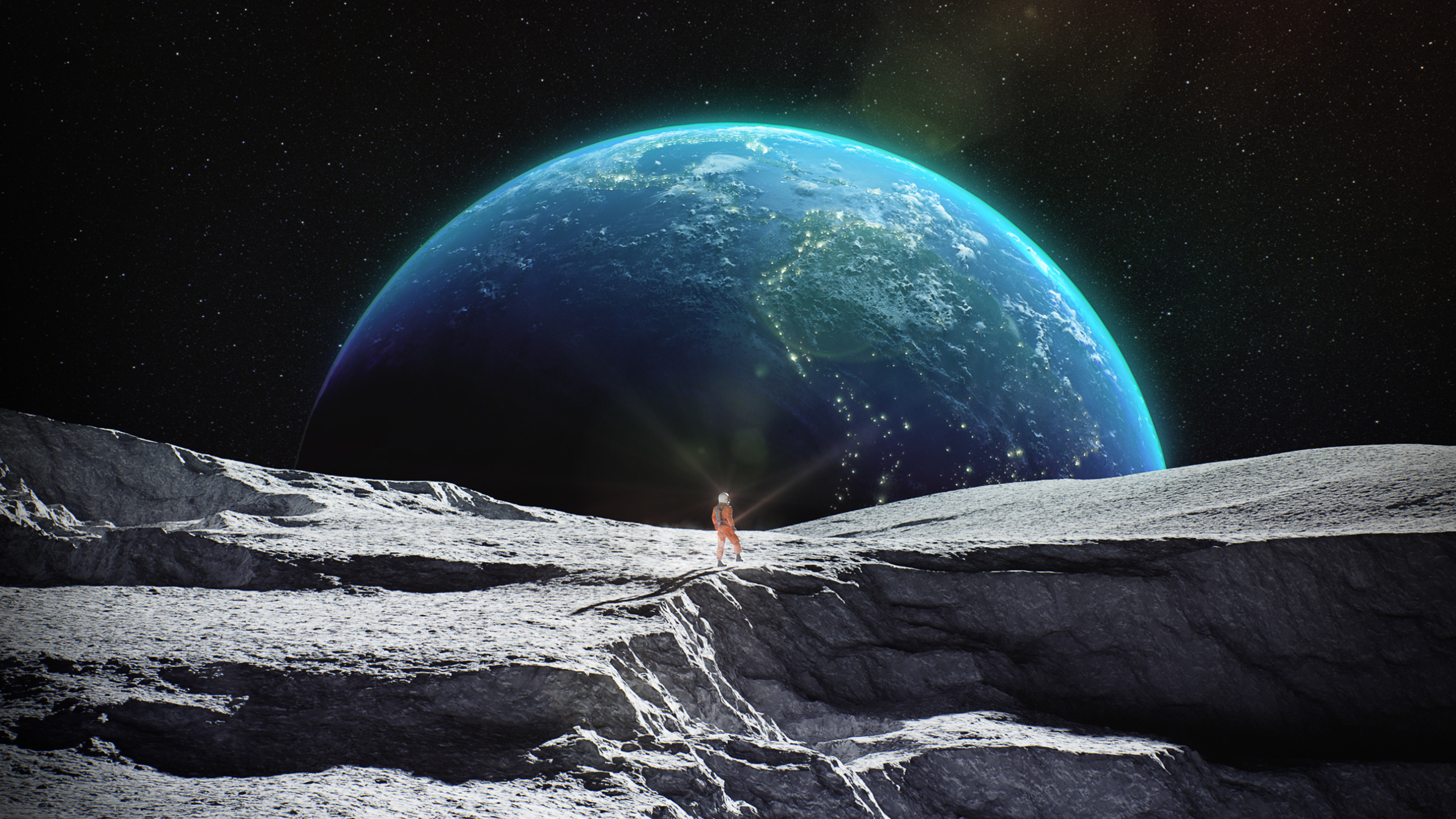 Astronaut Planet Rise 2560x1440